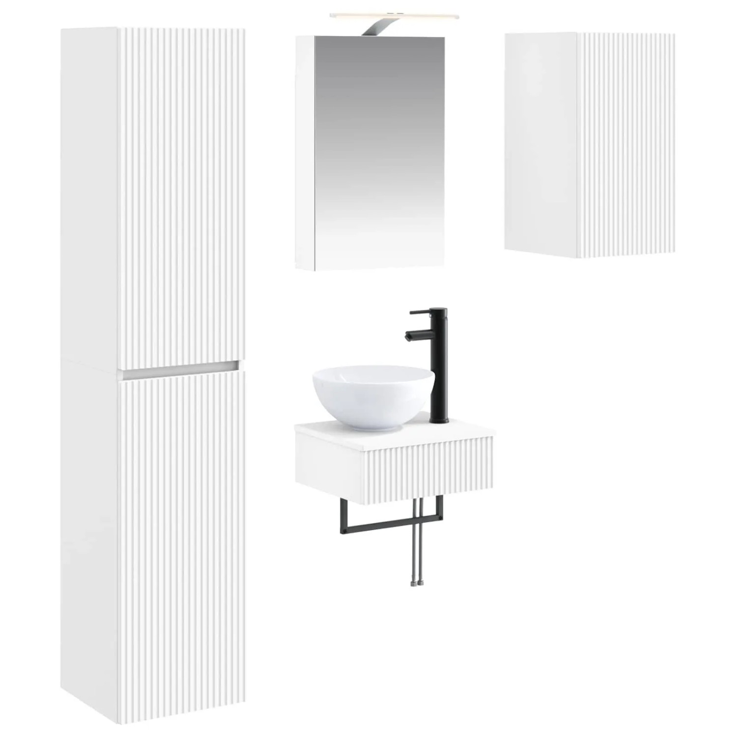 vidaXL Badezimmermöbel-Set 5-Tlg Weiß Ingenieurholz und Glas 3407239