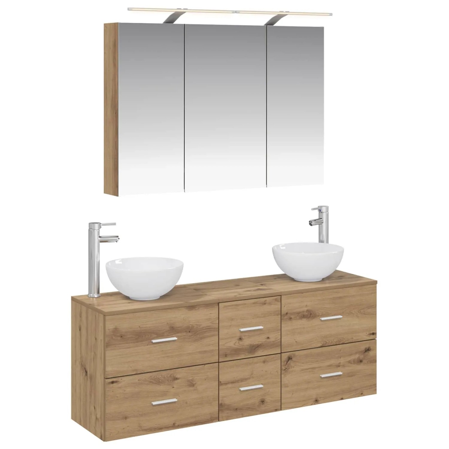 vidaXL Badezimmermöbel-Set 4-Tlg Artisan-Eiche Ingenieurholz und Glas 3406702
