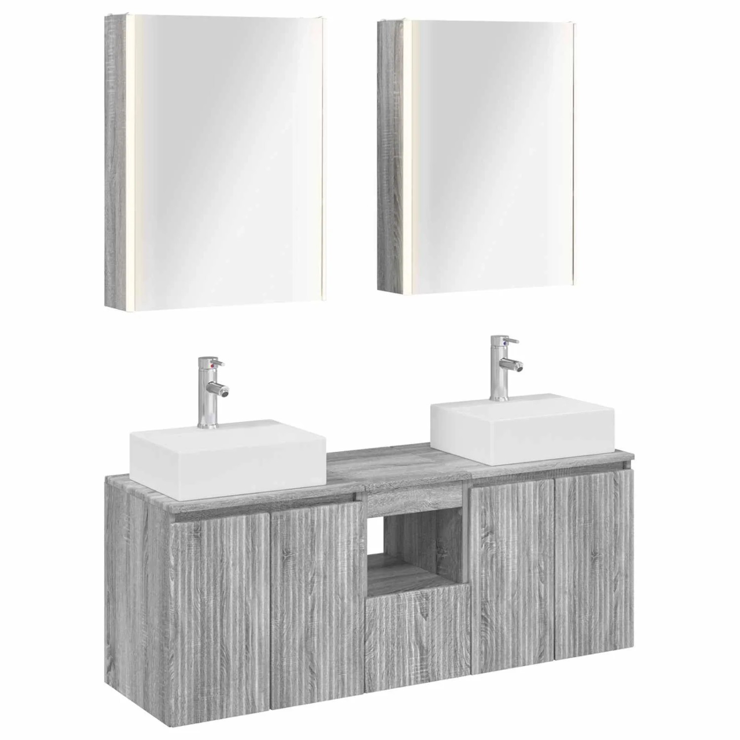vidaXL Badezimmerschrank-Set 5-Tlg Grau Sonoma Holzwerkstoff 3406412
