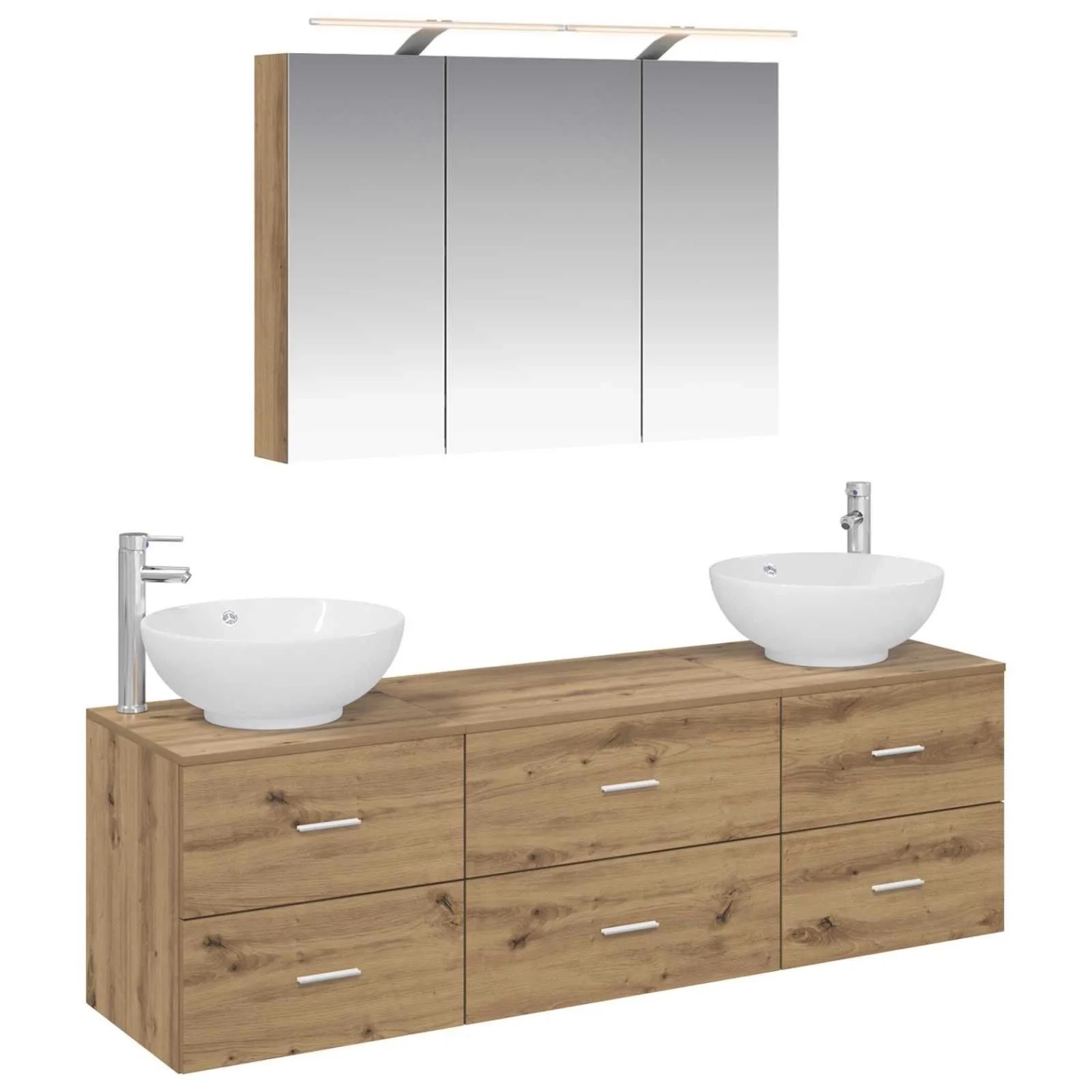 vidaXL Badezimmermöbel-Set 4-Tlg Artisan-Eiche Ingenieurholz und Glas 3406942