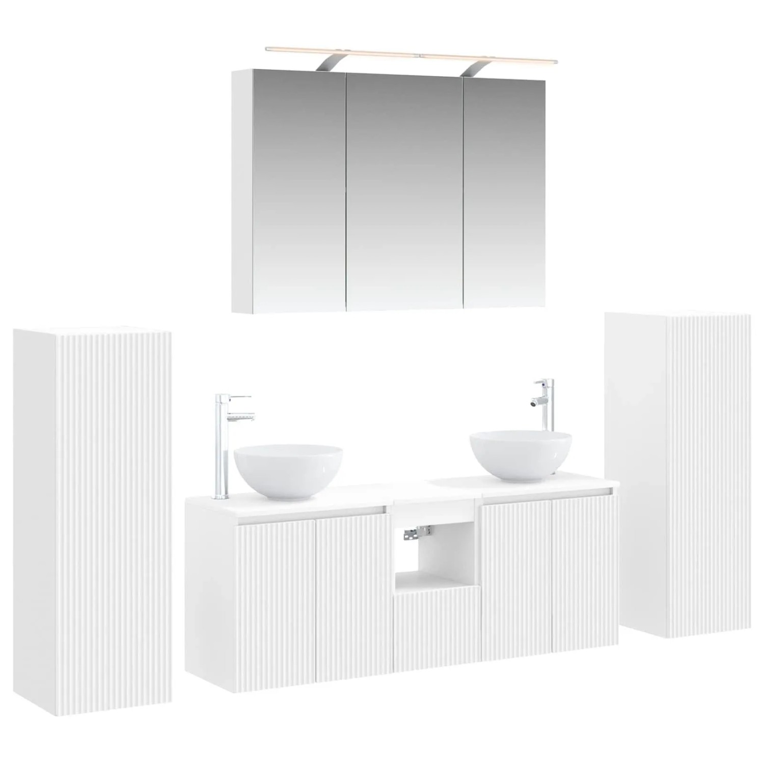 vidaXL Badezimmermöbel-Set 6-Tlg Weiß Ingenieurholz und Glas 3407143