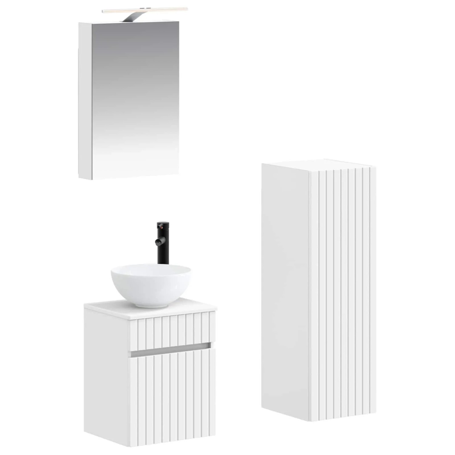 vidaXL Badezimmermöbel-Set 4-Tlg Weiß Ingenieurholz und Glas 3407455