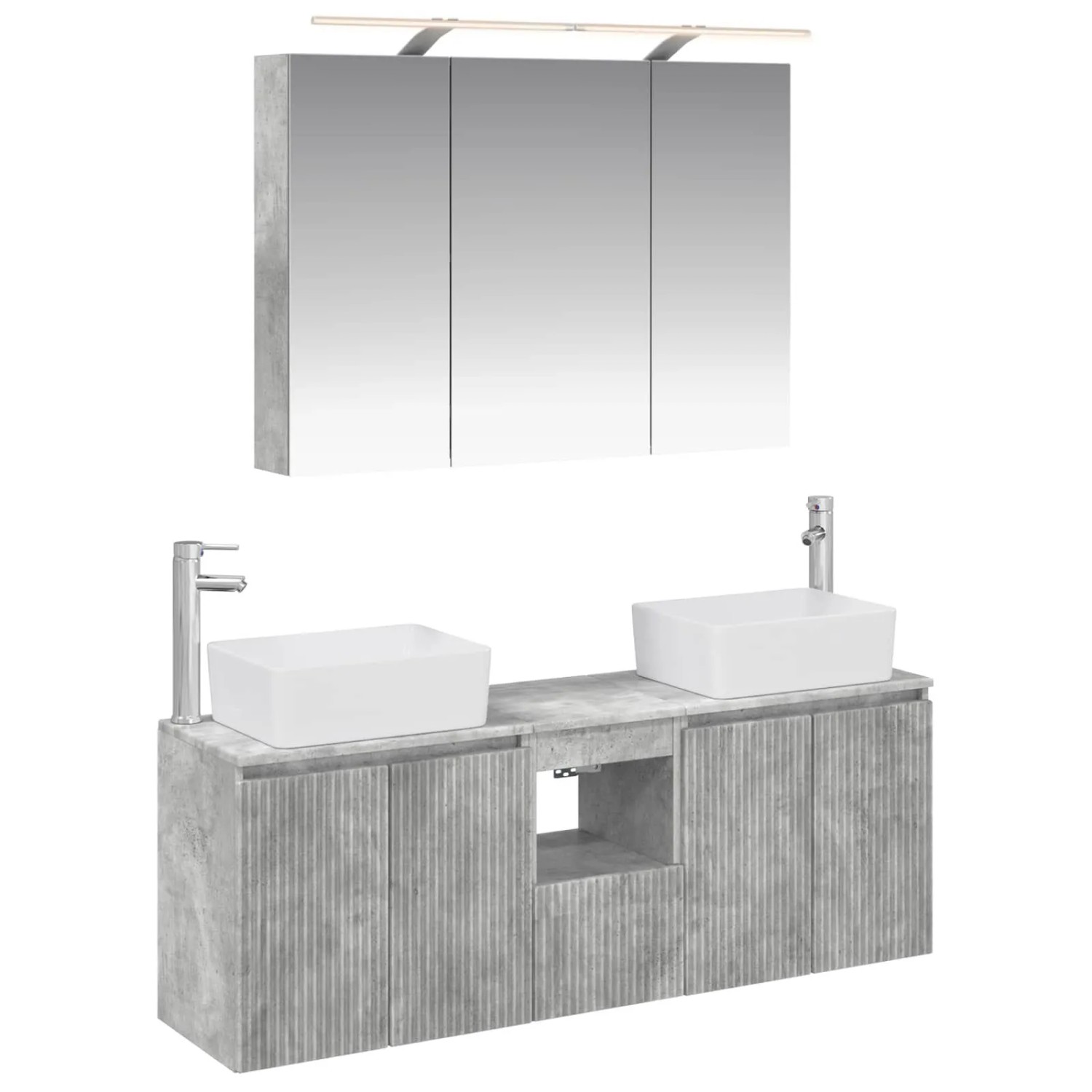 vidaXL Badezimmerschrank-Set 4-Tlg Betongrau Holzwerkstoff 3406418
