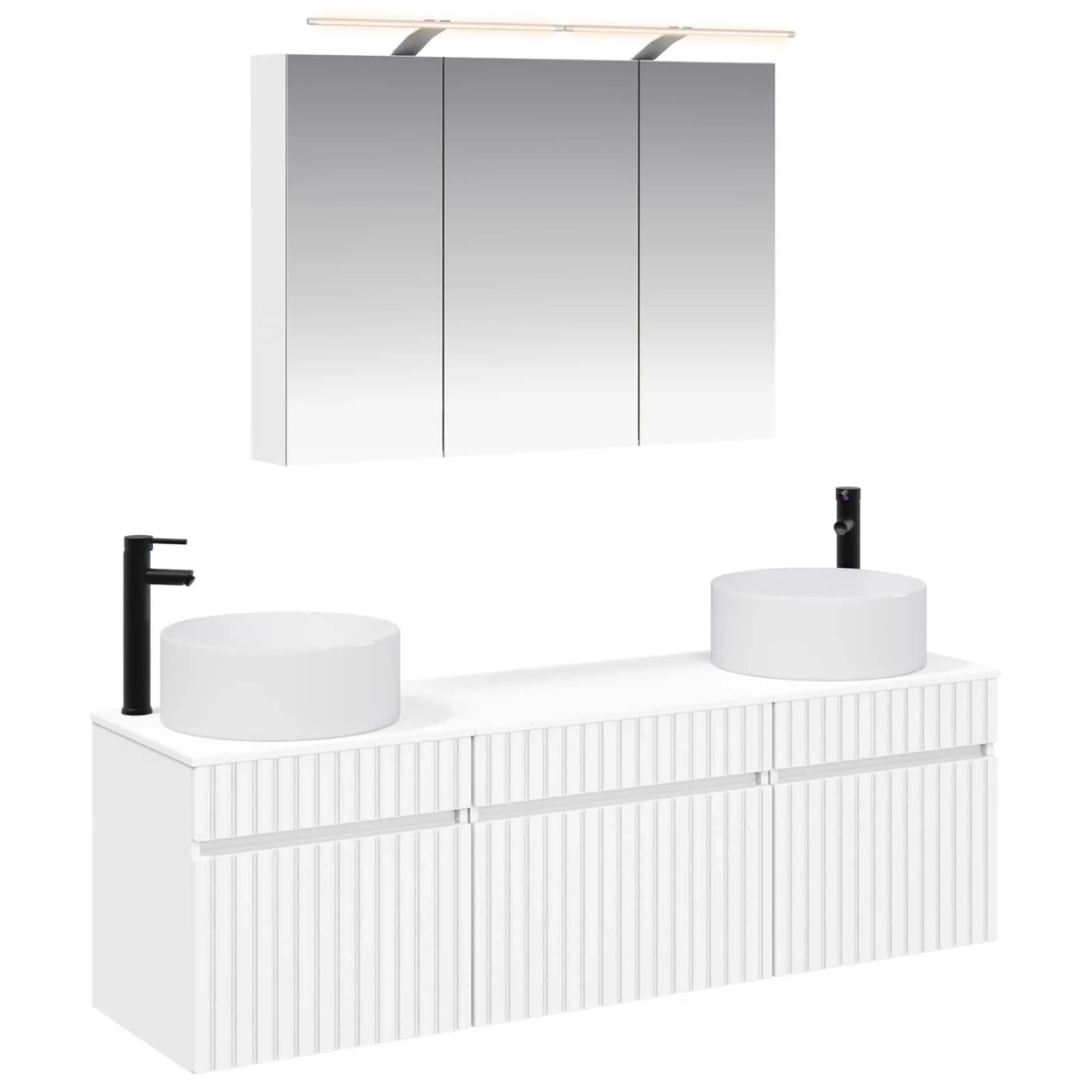 vidaXL Badezimmerschrank-Set 4-Tlg Weiß 100 x 14,5 x 70 cm 3406655