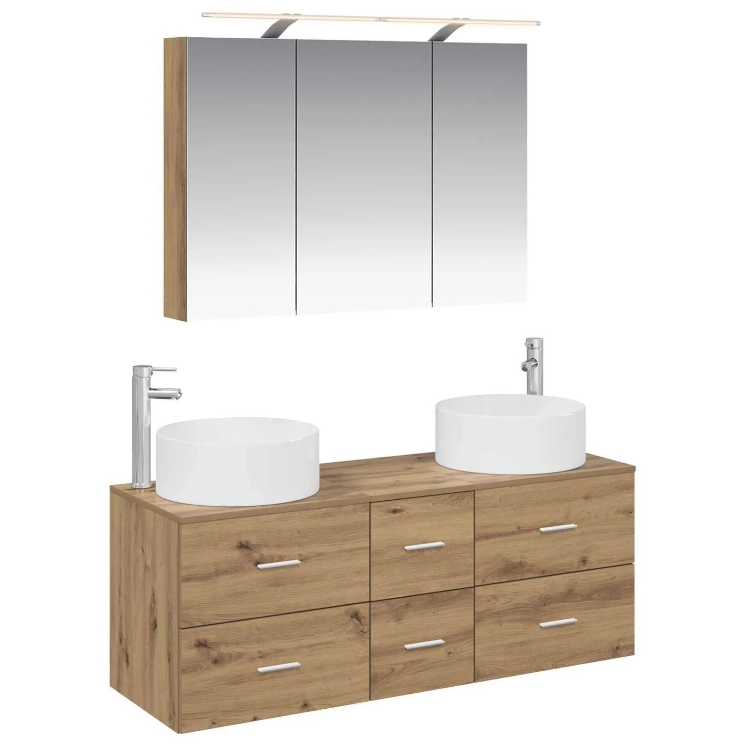 vidaXL Badezimmermöbel-Set 4-Tlg Artisan-Eiche Ingenieurholz und Glas 3407102