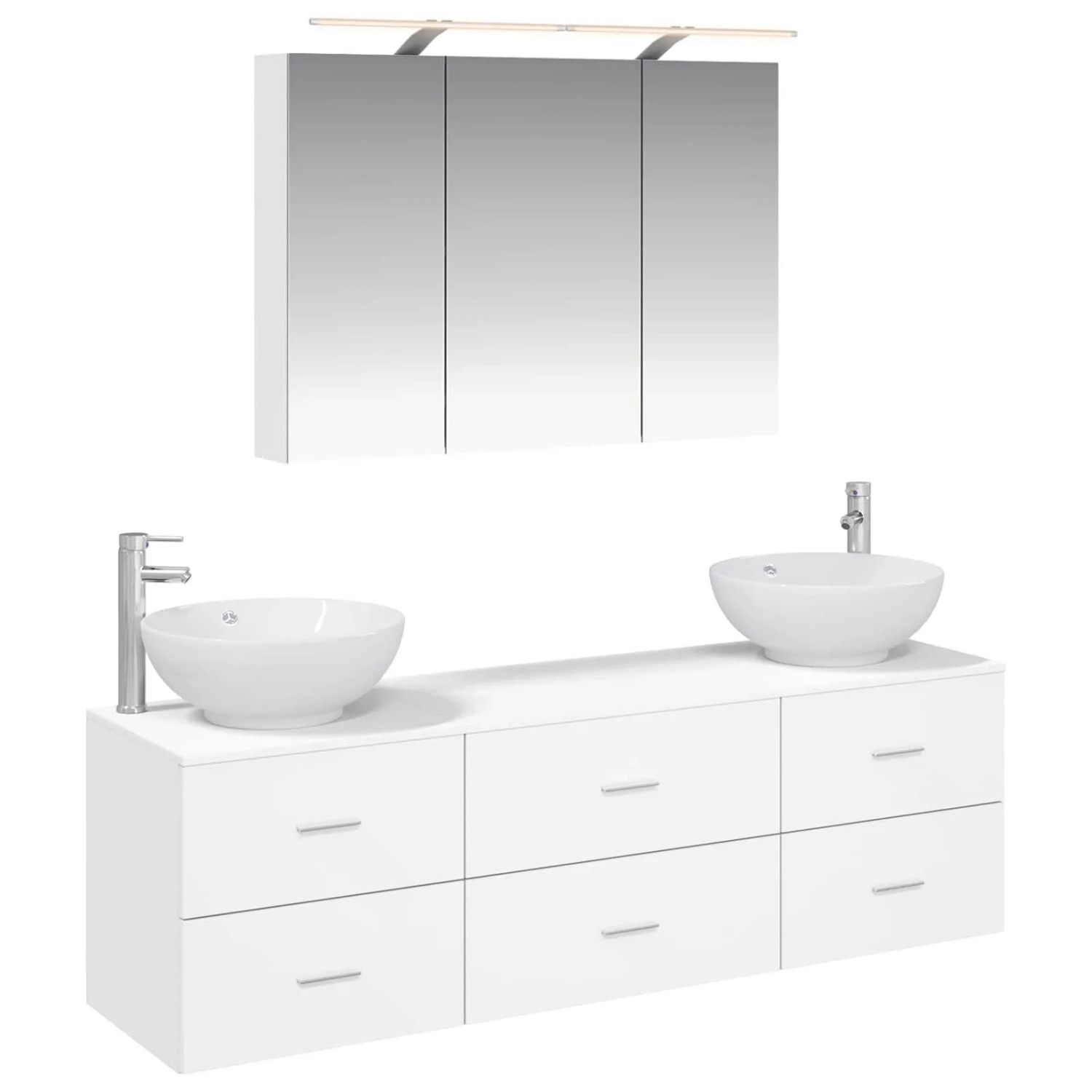 vidaXL Badezimmermöbel-Set 4-Tlg Weiß Ingenieurholz und Glas 3406935