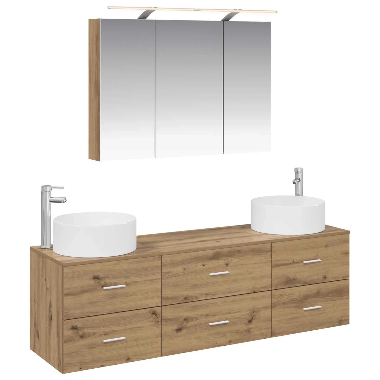 vidaXL Badezimmermöbel-Set 4-Tlg Artisan-Eiche Ingenieurholz und Glas 3407062