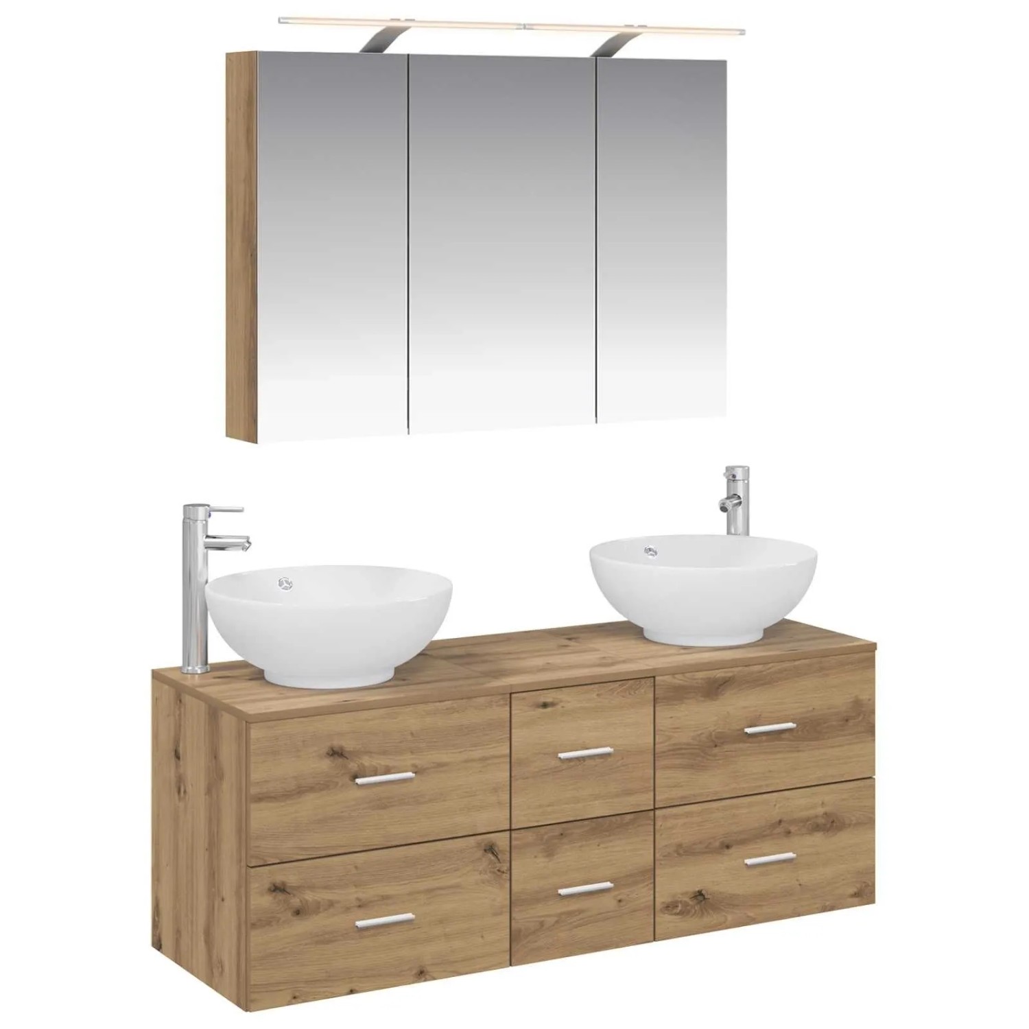 vidaXL Badezimmermöbel-Set 4-Tlg Artisan-Eiche Ingenieurholz und Glas 3406982