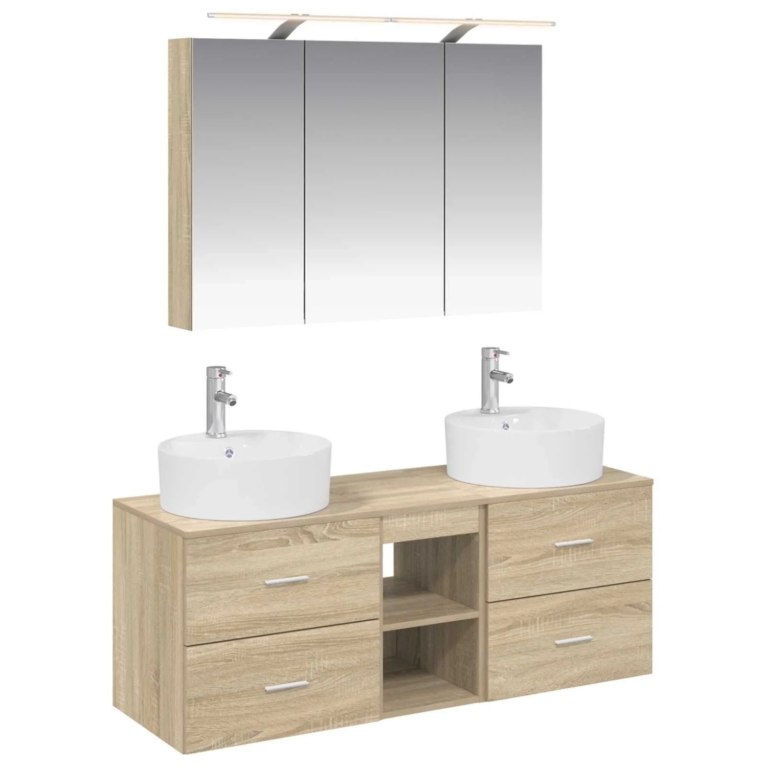 vidaXL Badezimmermöbel-Set 4-Tlg Sonoma-Eiche Ingenieurholz und Glas 3406897