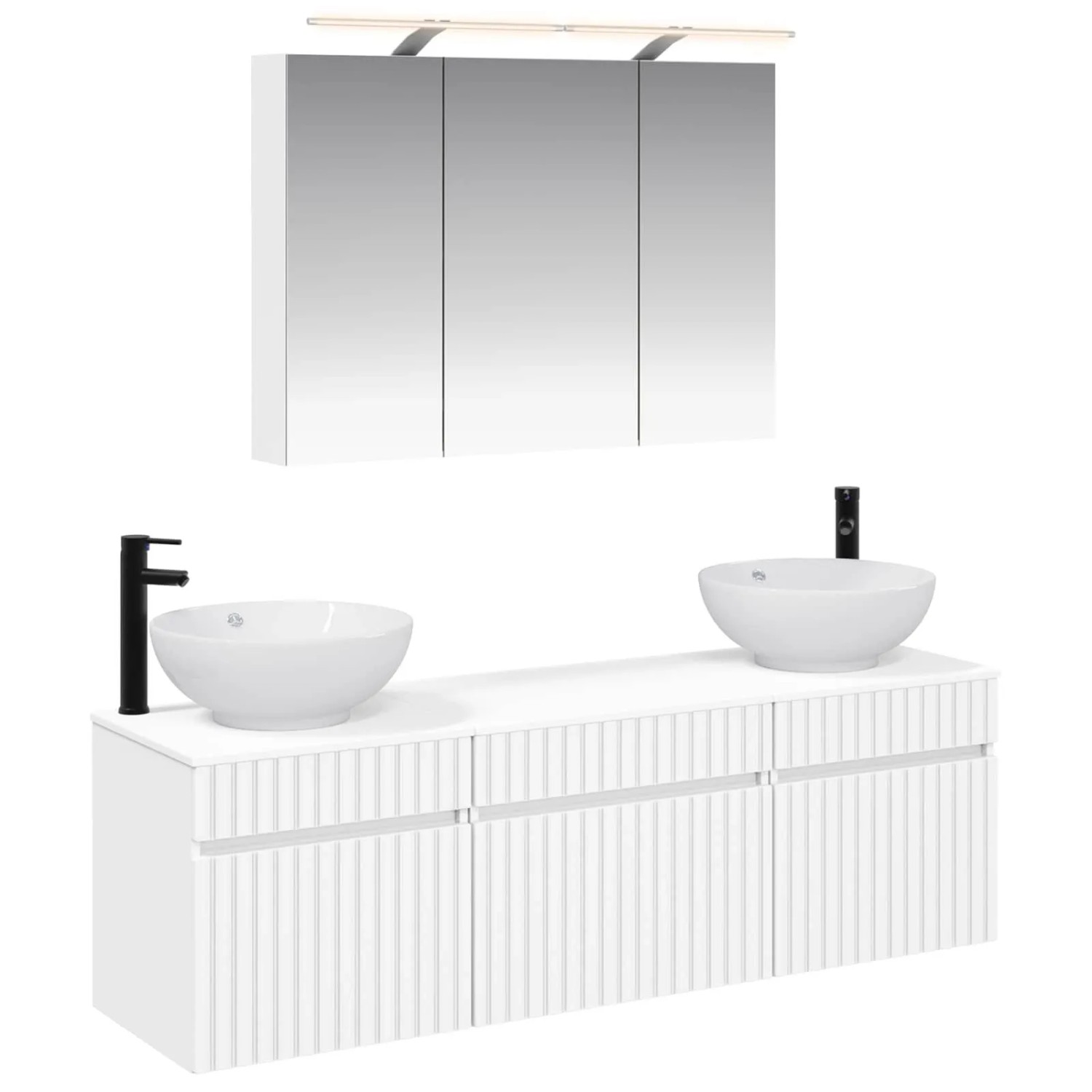 vidaXL Badezimmerschrank-Set 4-Tlg Weiß 100 x 14,5 x 70 cm 3406615