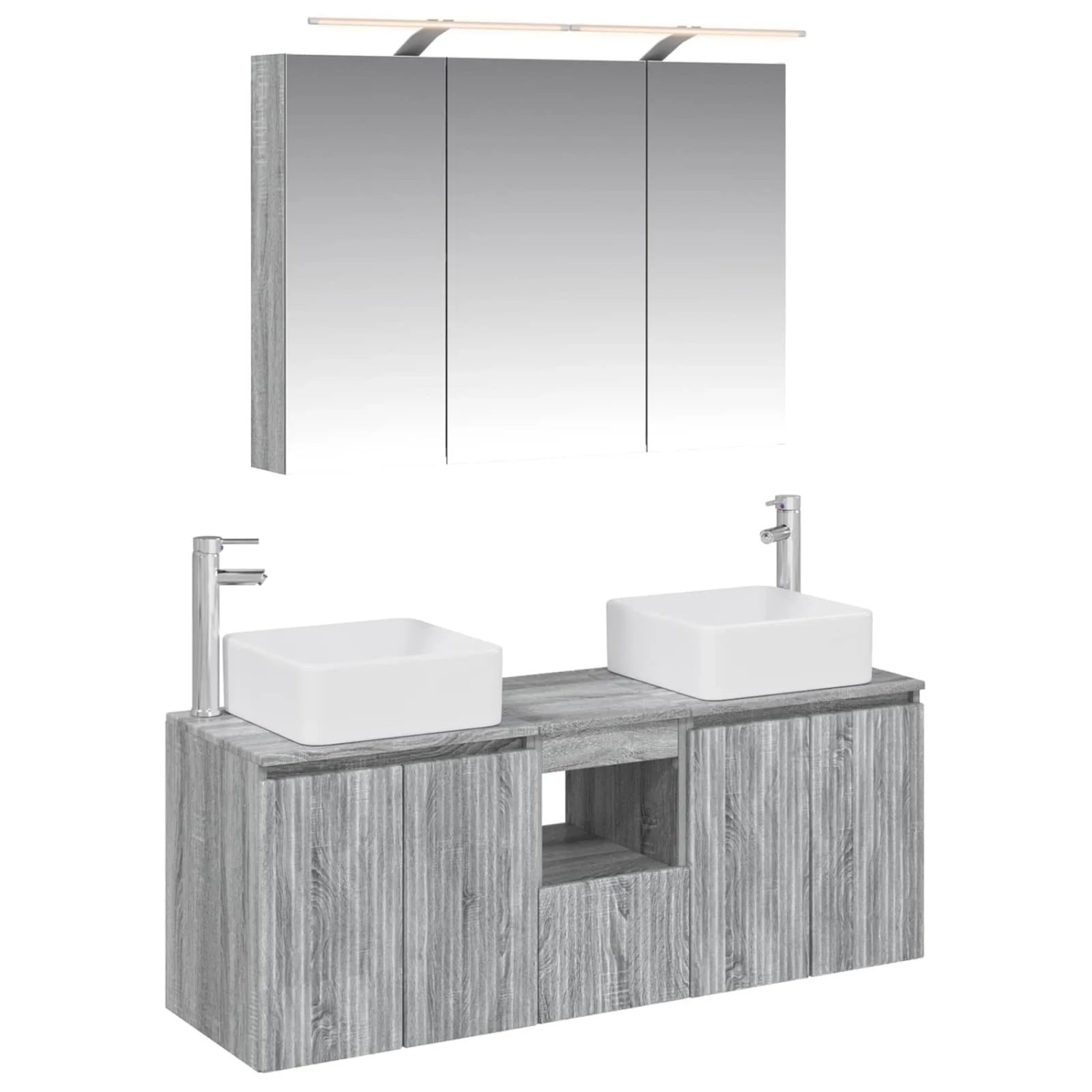 vidaXL Badezimmerschrank-Set 4-Tlg Grau Sonoma 100 x 14,5 x 70 cm 3406380