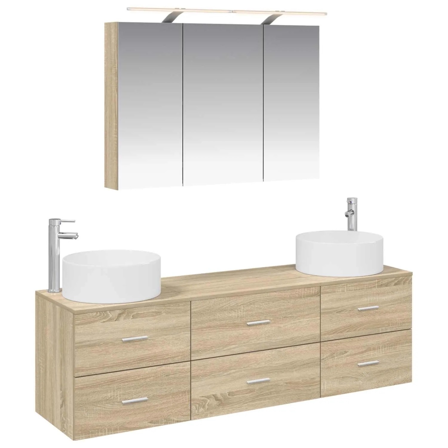 vidaXL Badezimmermöbel-Set 4-Tlg Sonoma-Eiche Ingenieurholz und Glas 3407057