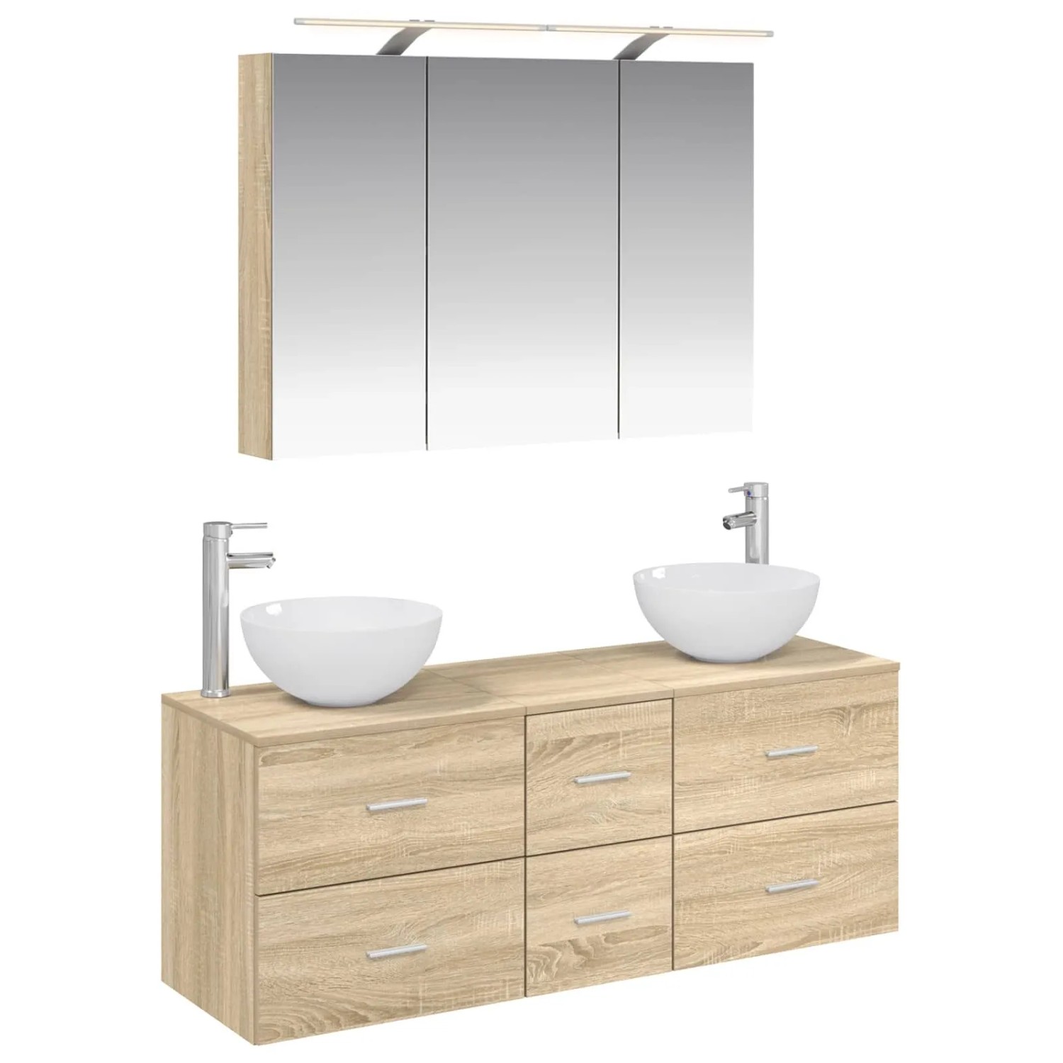 vidaXL Badezimmermöbel-Set 4-Tlg Sonoma-Eiche Ingenieurholz und Glas 3406737