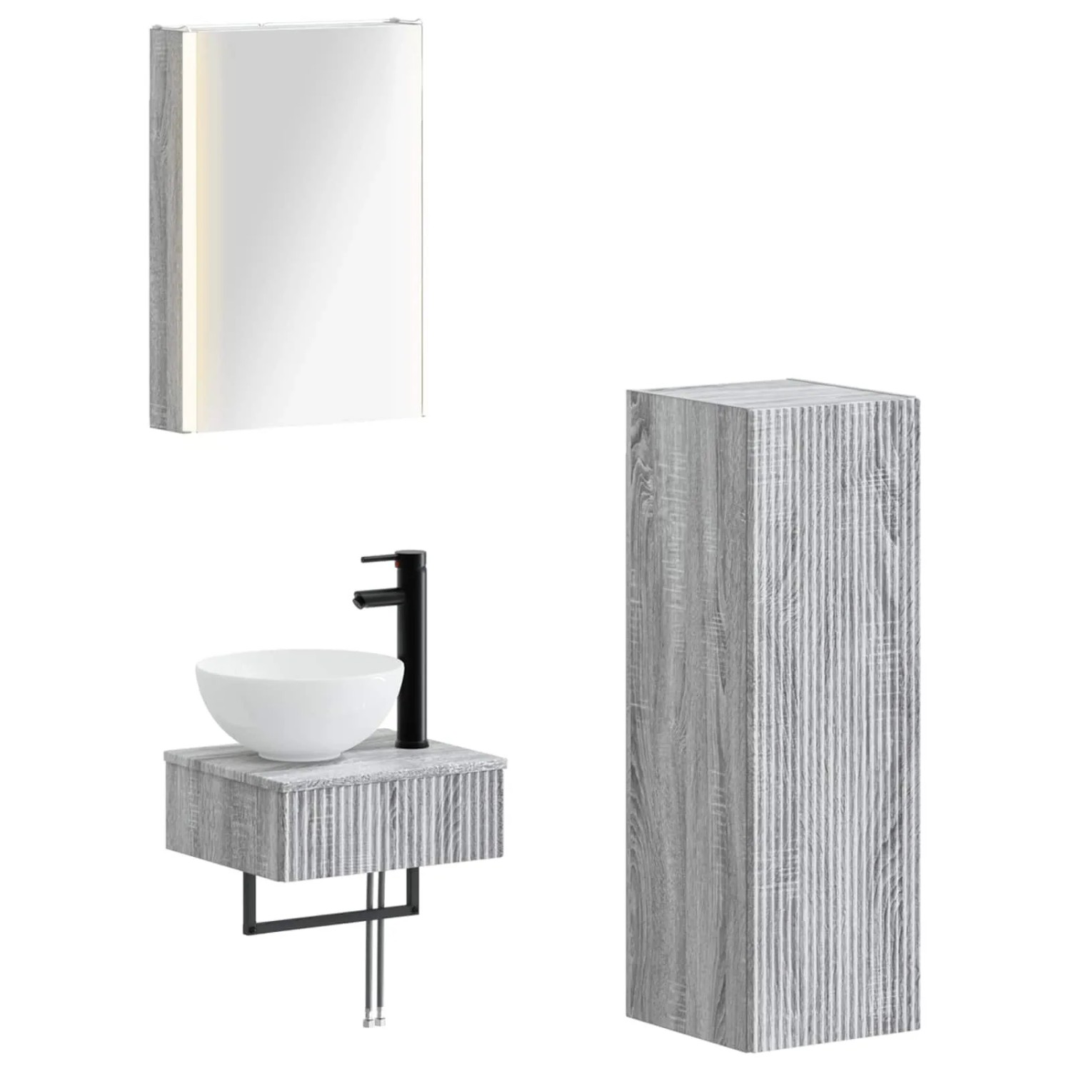 vidaXL Badezimmerschrank-Set 4-Tlg Grau Sonoma 43 x 11,5 x 60,5 cm 3407380