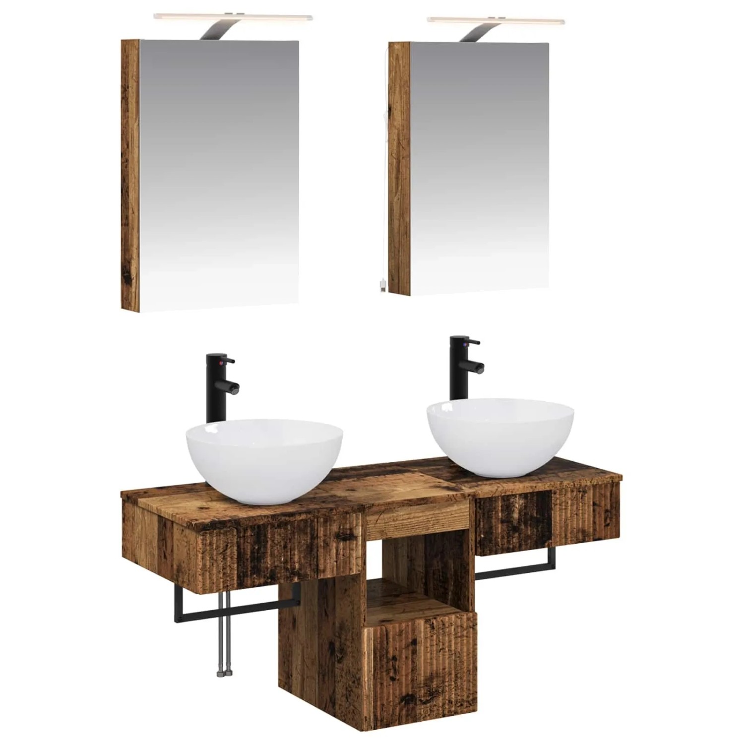 vidaXL Badezimmerschrank-Set 5-Tlg Altholz 40 x 10,5 x 60,5 cm 3406277
