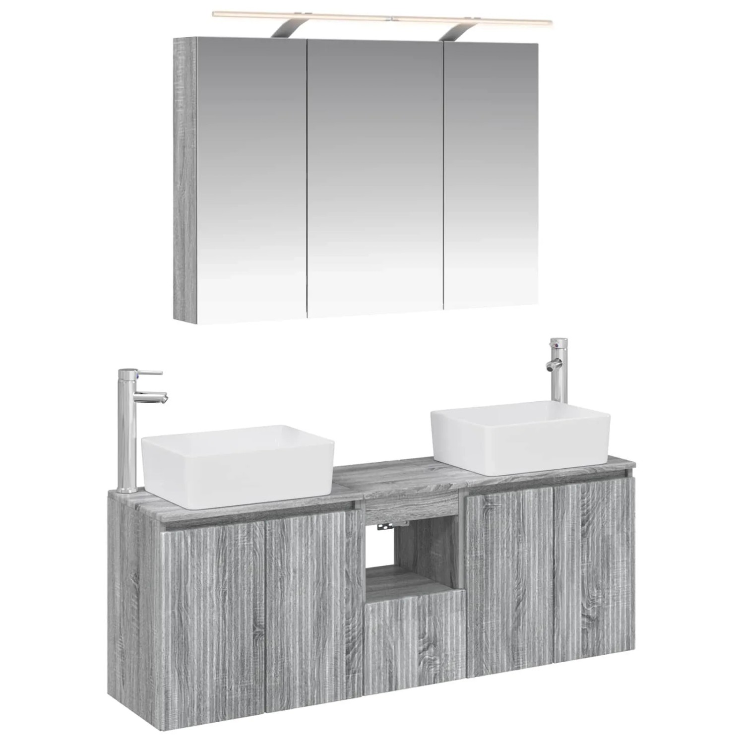 vidaXL Badezimmerschrank-Set 4-Tlg Grau Sonoma Holzwerkstoff 3406420