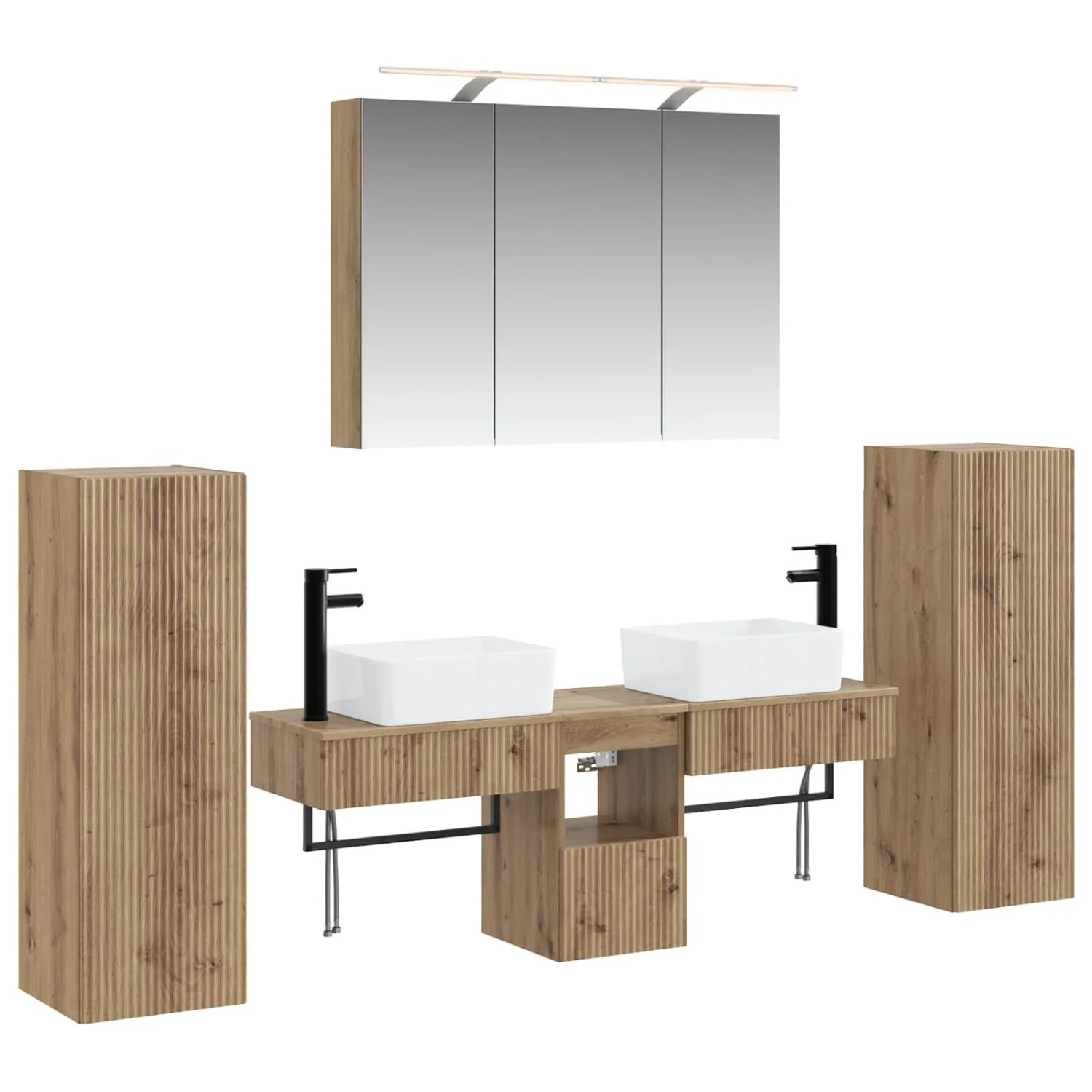 vidaXL Badezimmermöbel-Set 6-Tlg Artisan-Eiche Ingenieurholz und Glas 3407134