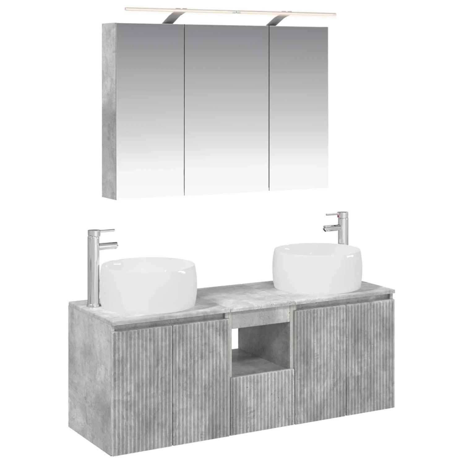 vidaXL Badezimmerschrank-Set 4-Tlg Betongrau Holzwerkstoff 3406538