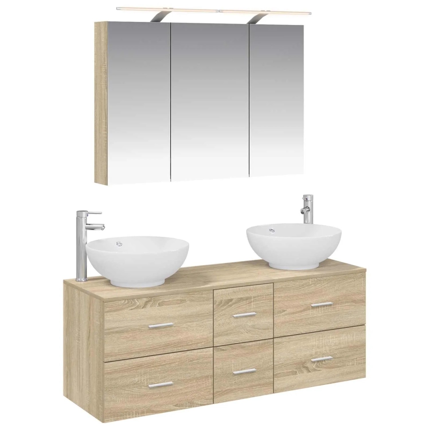 vidaXL Badezimmermöbel-Set 4-Tlg Sonoma-Eiche Ingenieurholz und Glas 3406977