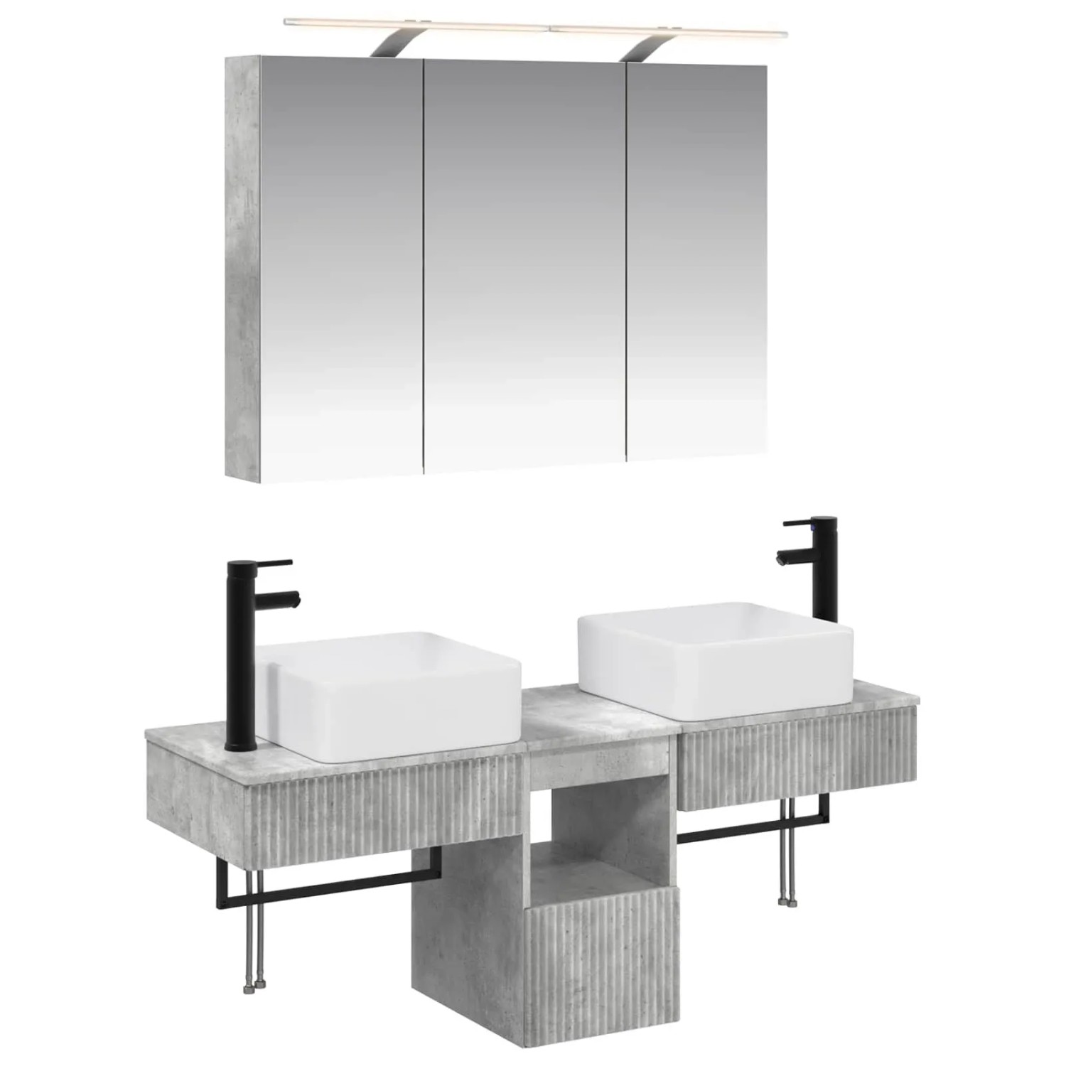 vidaXL Badezimmerschrank-Set 4-Tlg Betongrau 100 x 14,5 x 70 cm 3406298