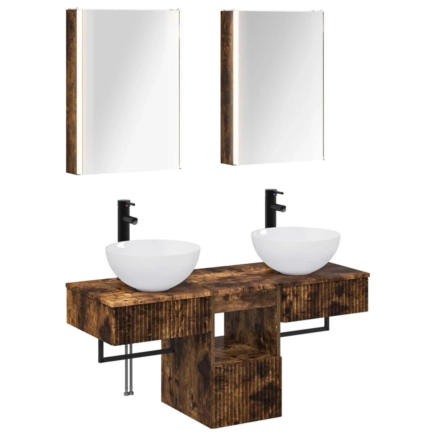 vidaXL Badezimmerschrank-Set 5-Tlg Geräucherte Eiche 3406291