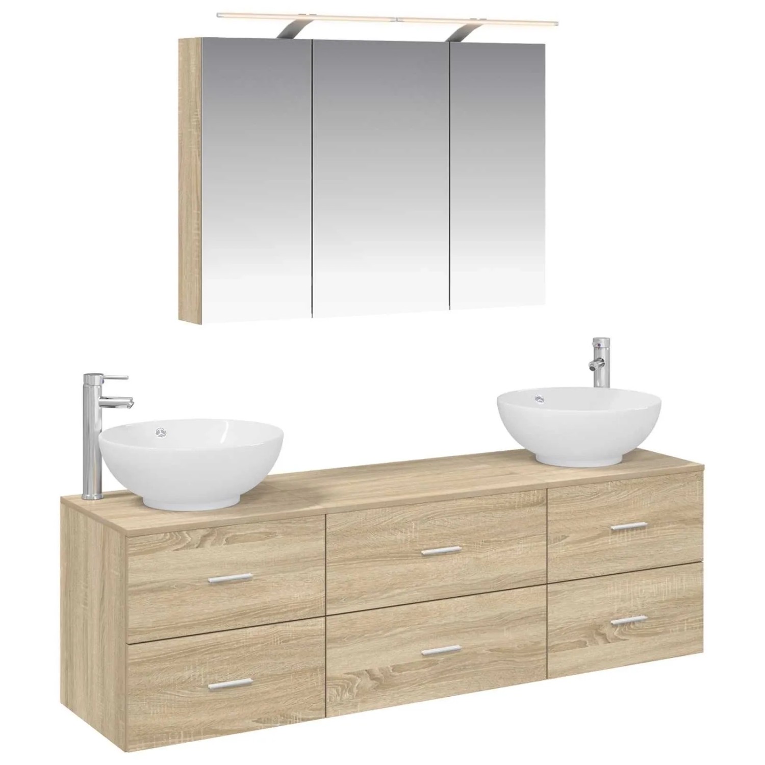 vidaXL Badezimmermöbel-Set 4-Tlg Sonoma-Eiche Ingenieurholz und Glas 3406937
