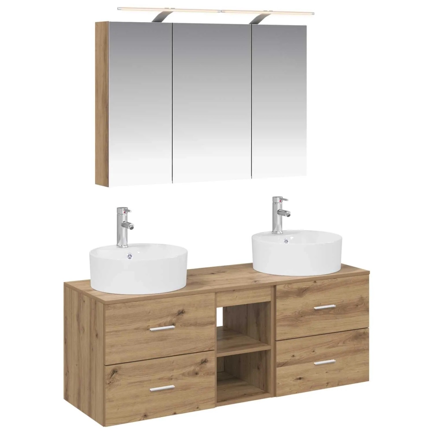 vidaXL Badezimmermöbel-Set 4-Tlg Artisan-Eiche Ingenieurholz und Glas 3406902