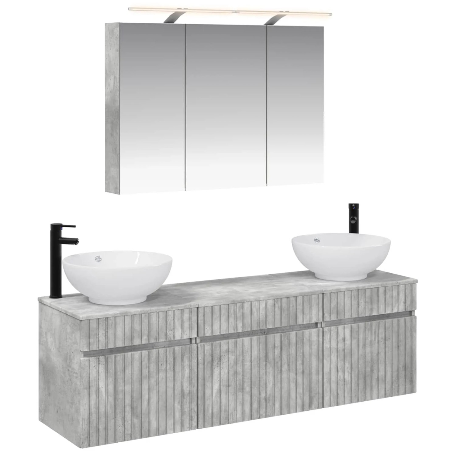 vidaXL Badezimmerschrank-Set 4-Tlg Betongrau Holzwerkstoff 3406618