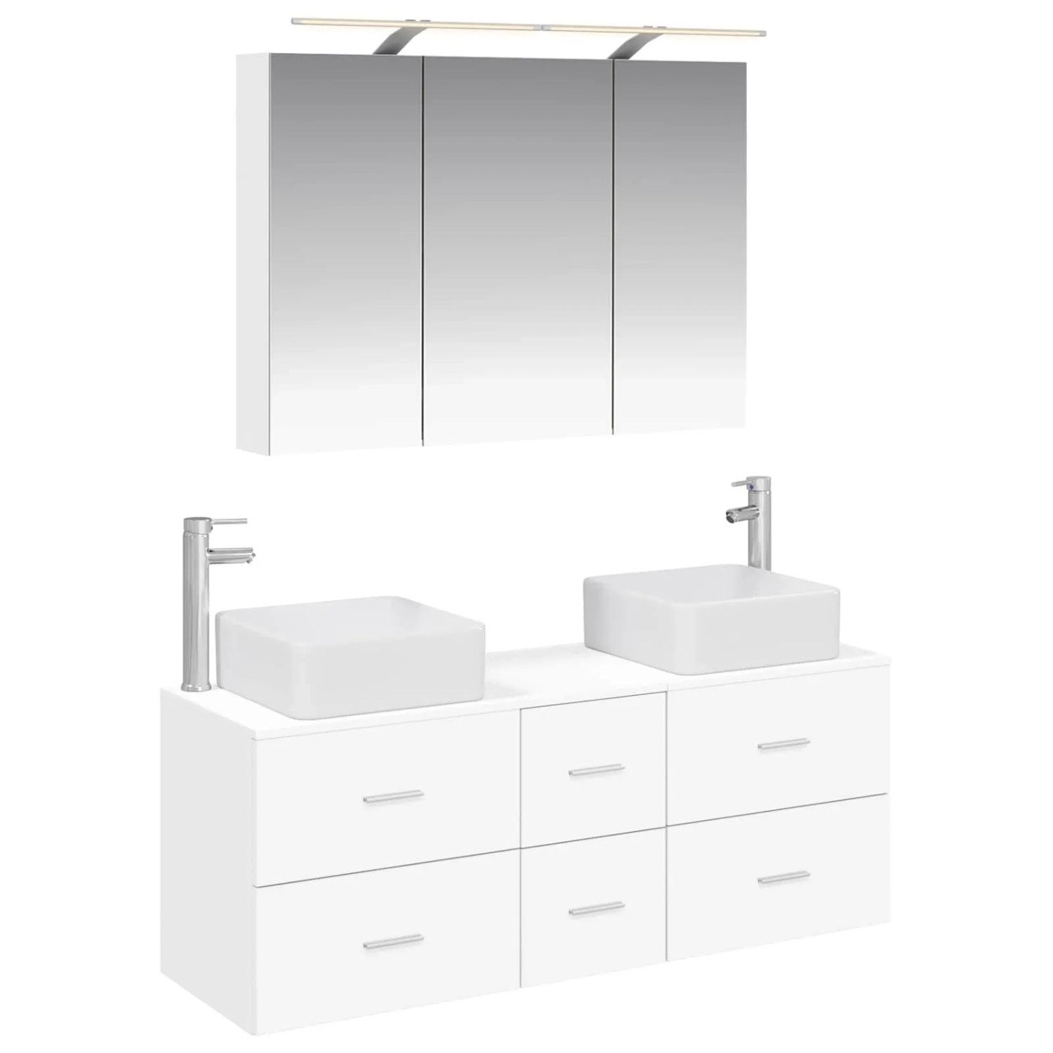 vidaXL Badezimmermöbel-Set 4-Tlg Weiß Ingenieurholz und Glas 3406775