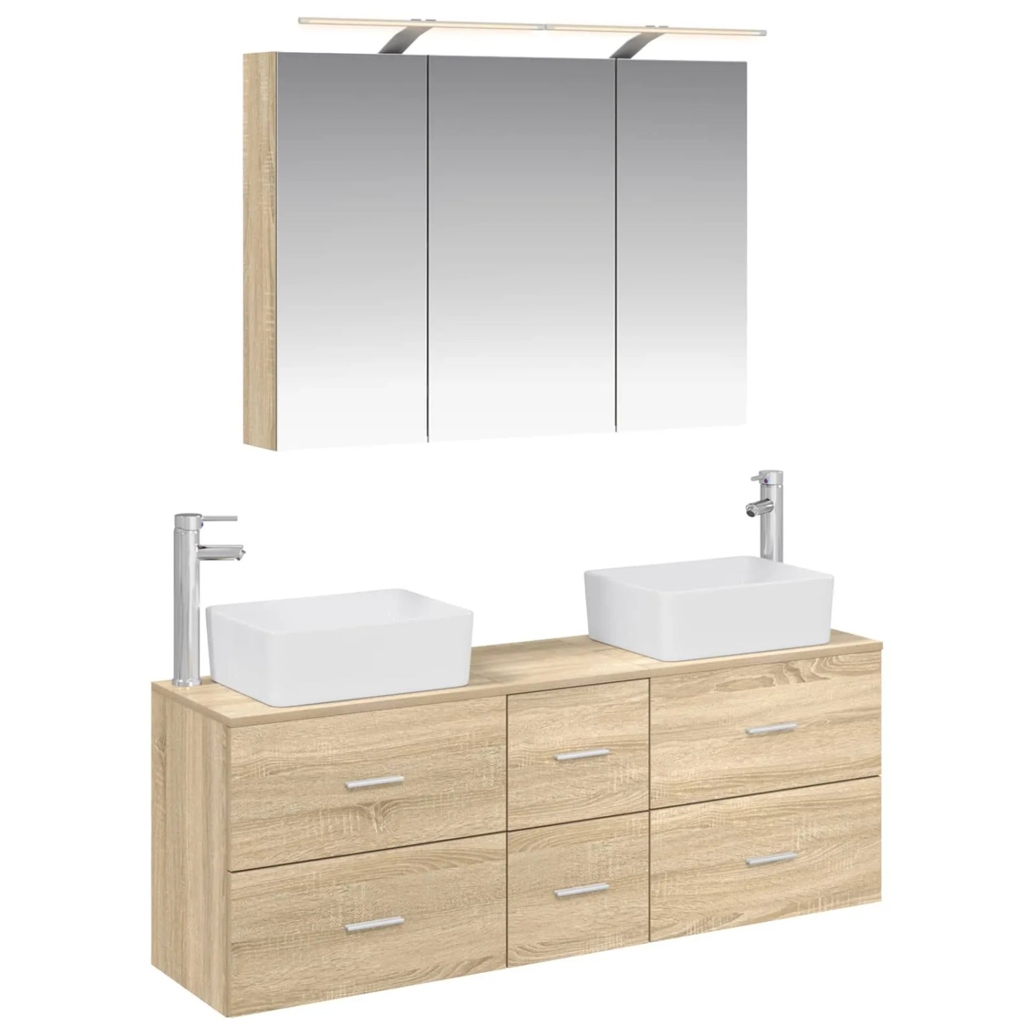 vidaXL Badezimmermöbel-Set 4-Tlg Sonoma-Eiche Ingenieurholz und Glas 3406857