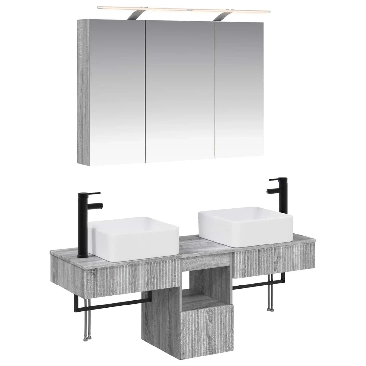 vidaXL Badezimmerschrank-Set 4-Tlg Grau Sonoma 100 x 14,5 x 70 cm 3406300