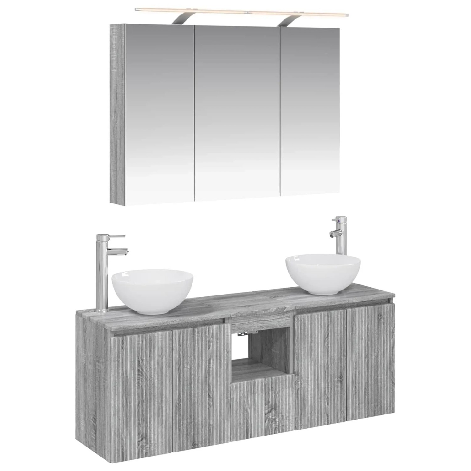 vidaXL Badezimmerschrank-Set 4-Tlg Grau Sonoma 100 x 14,5 x 70 cm 3406340