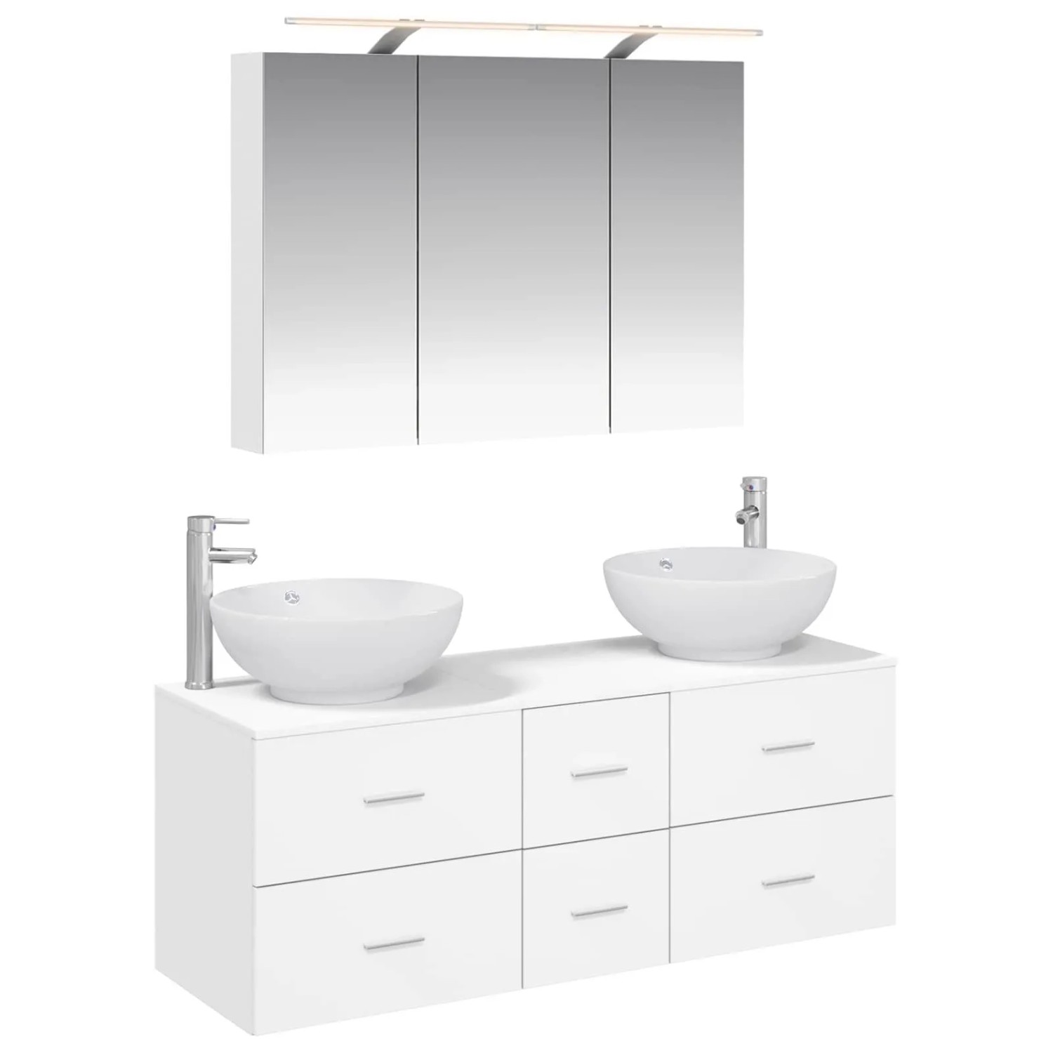 vidaXL Badezimmermöbel-Set 4-Tlg Weiß Ingenieurholz und Glas 3406975