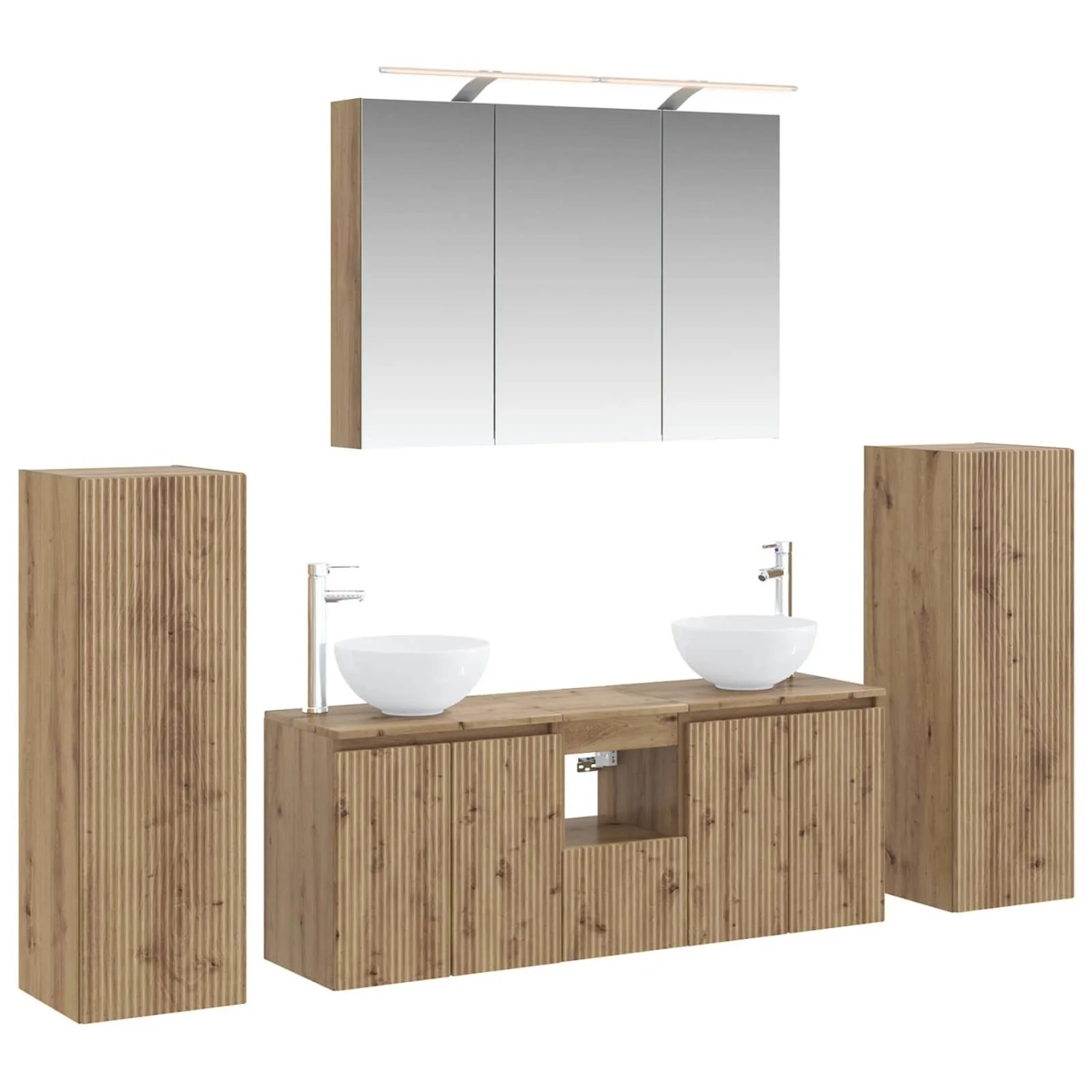 vidaXL Badezimmermöbel-Set 6-Tlg Artisan-Eiche Ingenieurholz und Glas 3407150