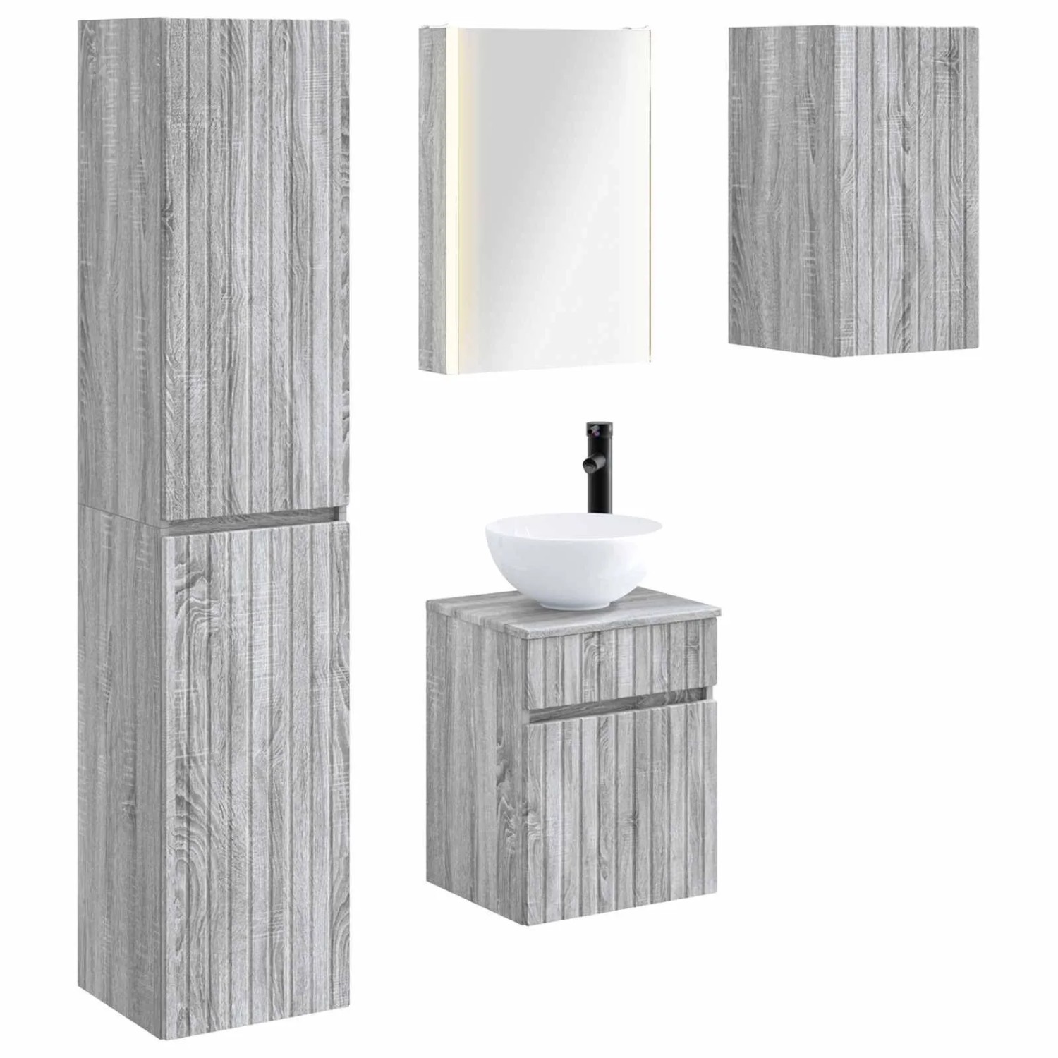 vidaXL Badezimmerschrank-Set 5-Tlg Grau Sonoma 43 x 11,5 x 60,5 cm 3407356
