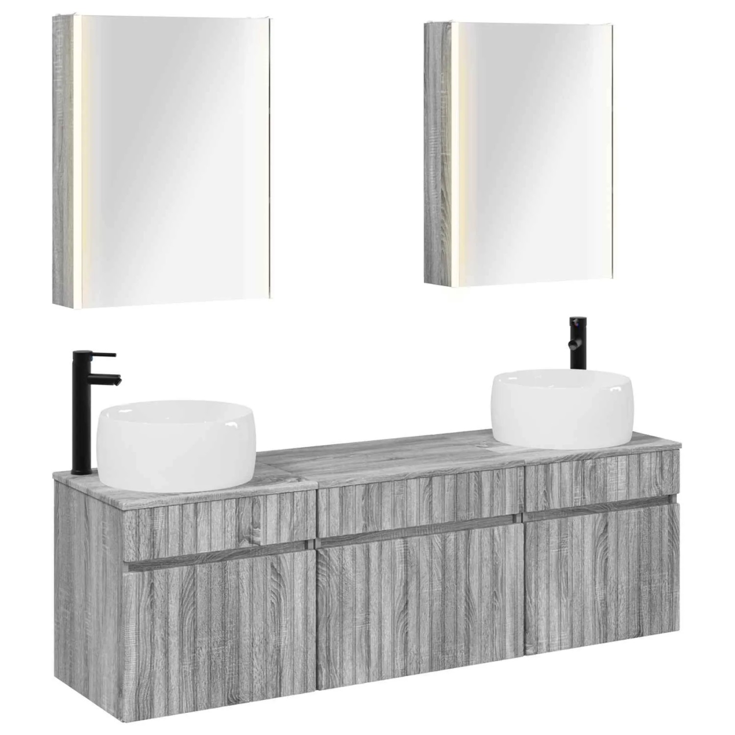 vidaXL Badezimmerschrank-Set 5-Tlg Grau Sonoma 53 x 15,5 x 70 cm 3406652