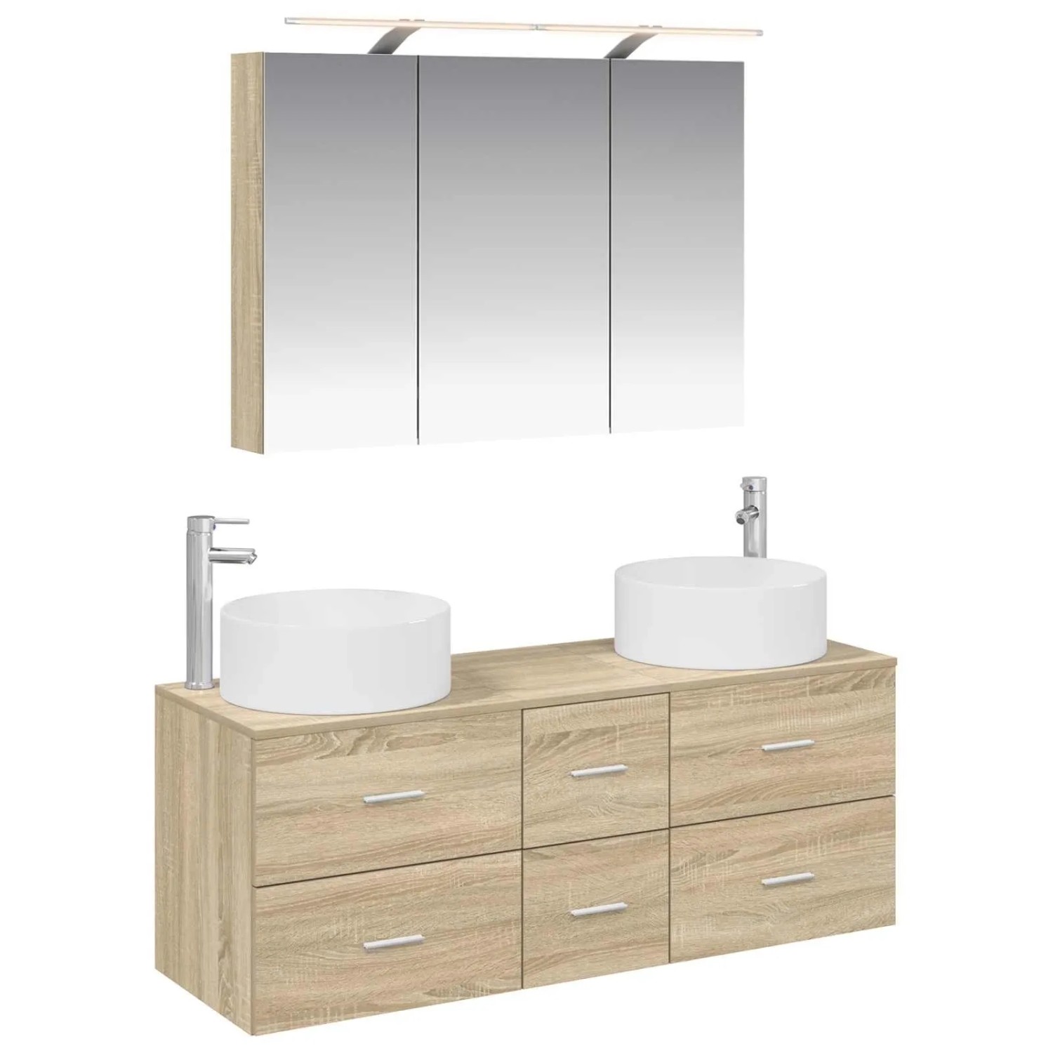 vidaXL Badezimmermöbel-Set 4-Tlg Sonoma-Eiche Ingenieurholz und Glas 3407097