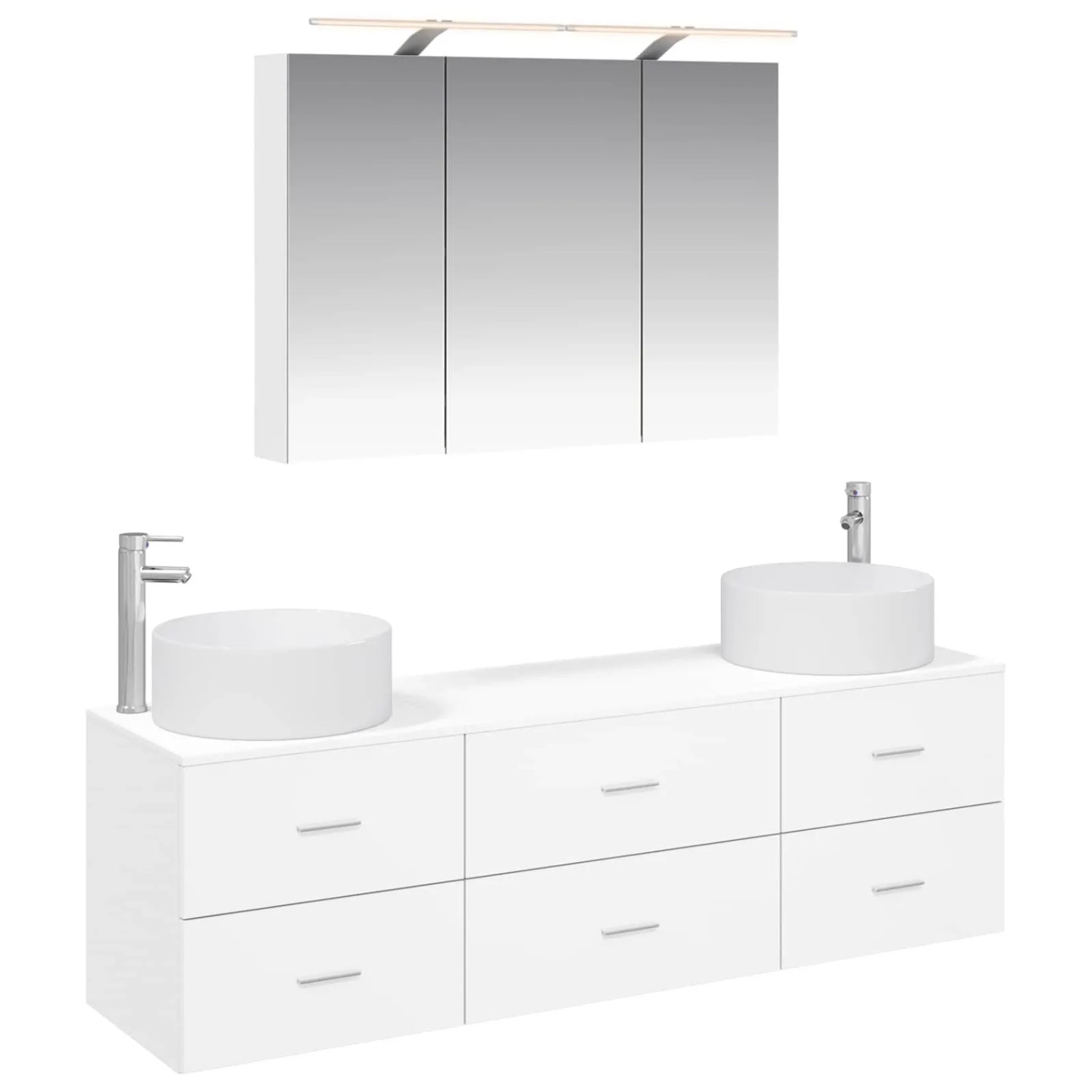 vidaXL Badezimmermöbel-Set 4-Tlg Weiß Ingenieurholz und Glas 3407055
