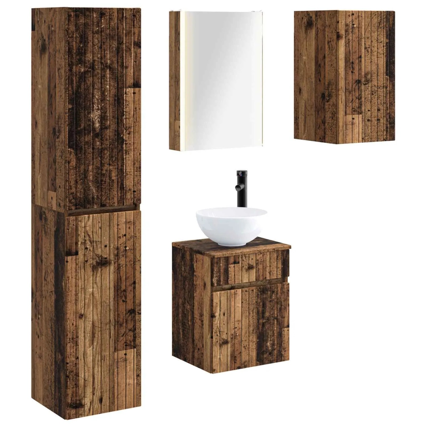 vidaXL Badezimmerschrank-Set 5-Tlg Altholz 43 x 11,5 x 60,5 cm 3407357