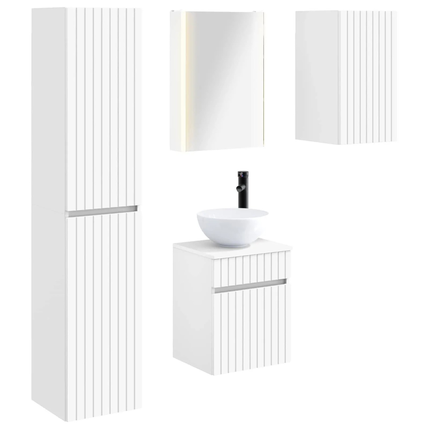 vidaXL Badezimmerschrank-Set 5-Tlg Weiß 43 x 11,5 x 60,5 cm 3407351