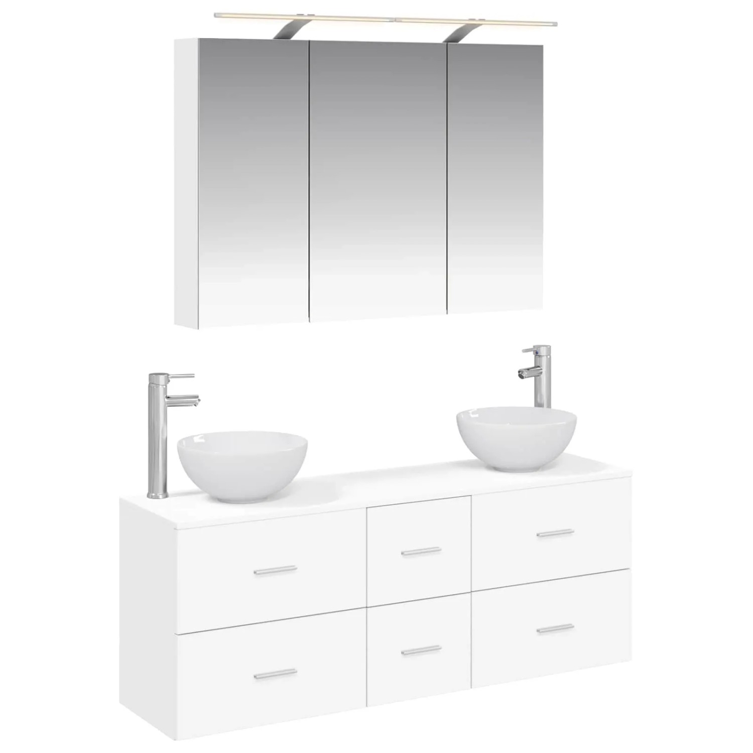 vidaXL Badezimmermöbel-Set 4-Tlg Weiß Ingenieurholz und Glas 3406695