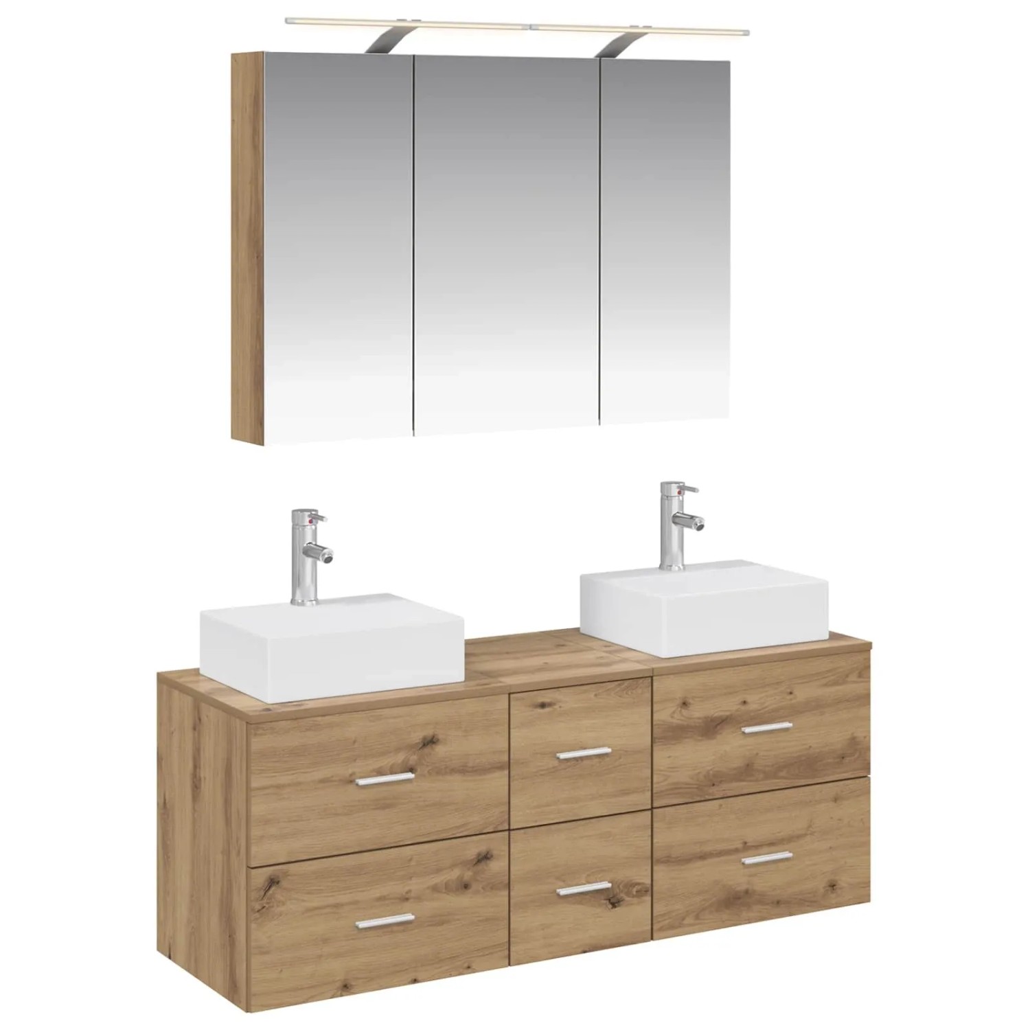 vidaXL Badezimmermöbel-Set 4-Tlg Artisan-Eiche Ingenieurholz und Glas 3406822