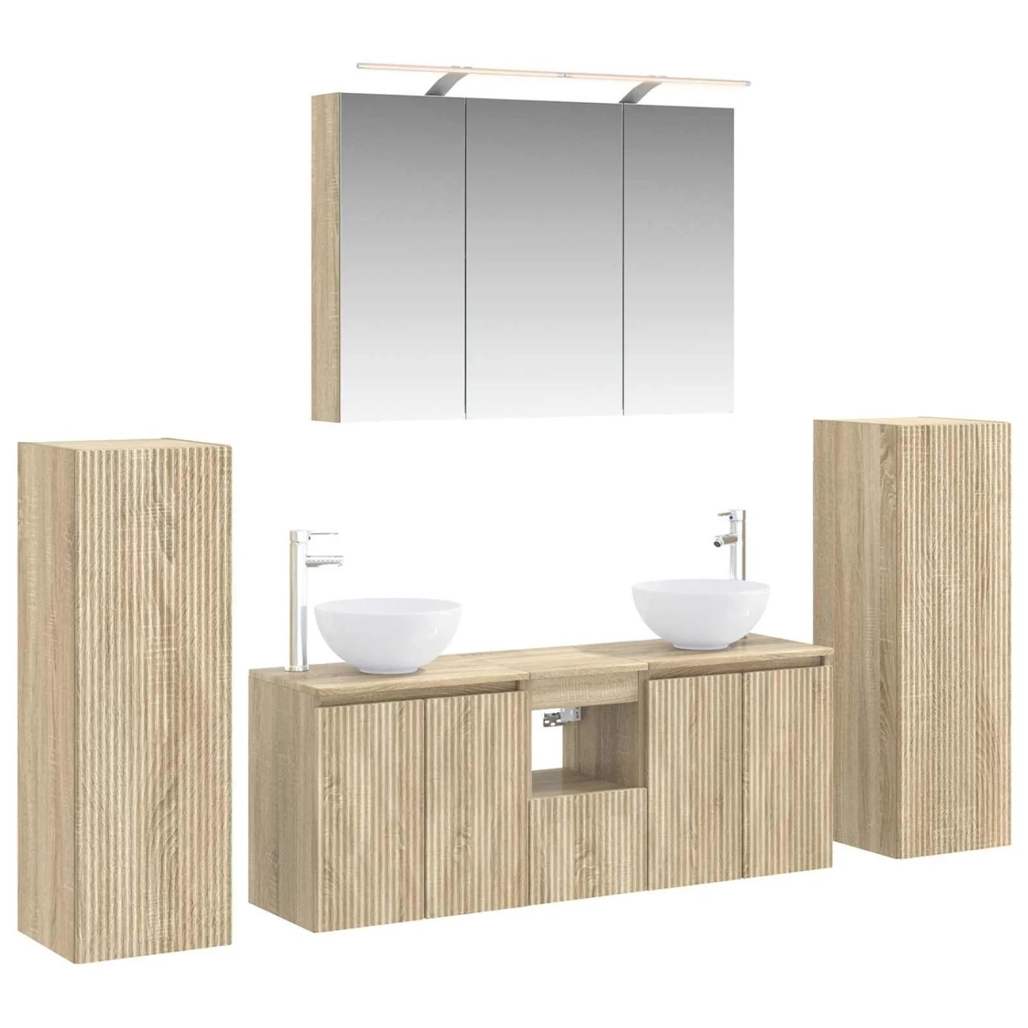 vidaXL Badezimmermöbel-Set 6-Tlg Sonoma-Eiche Ingenieurholz und Glas 3407145