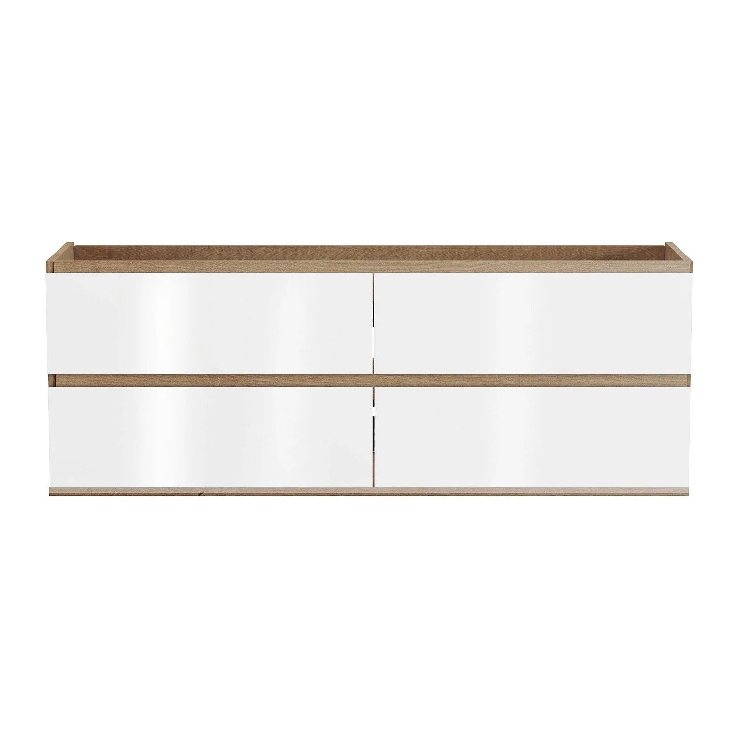 Vente-unique Waschbeckenunterschrank Saburi Naturfarben Hell Weiß 150 cm
