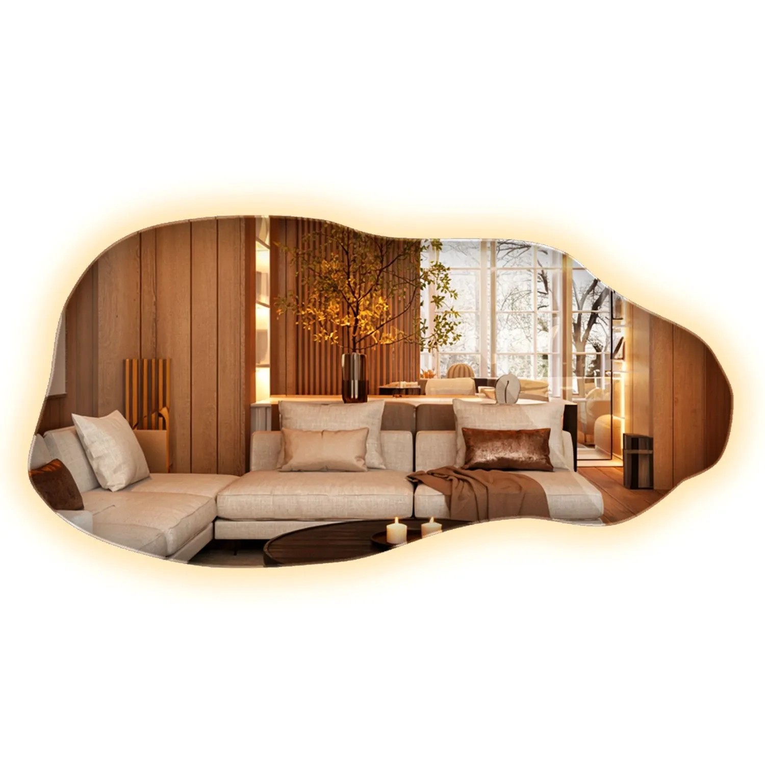 Wallfluent Organischer LED Wandspiegel 40x80 cm Mit Warmweiß 3000K Beleuchtung Für Badezimmer Schlafzimmer Und Flur
