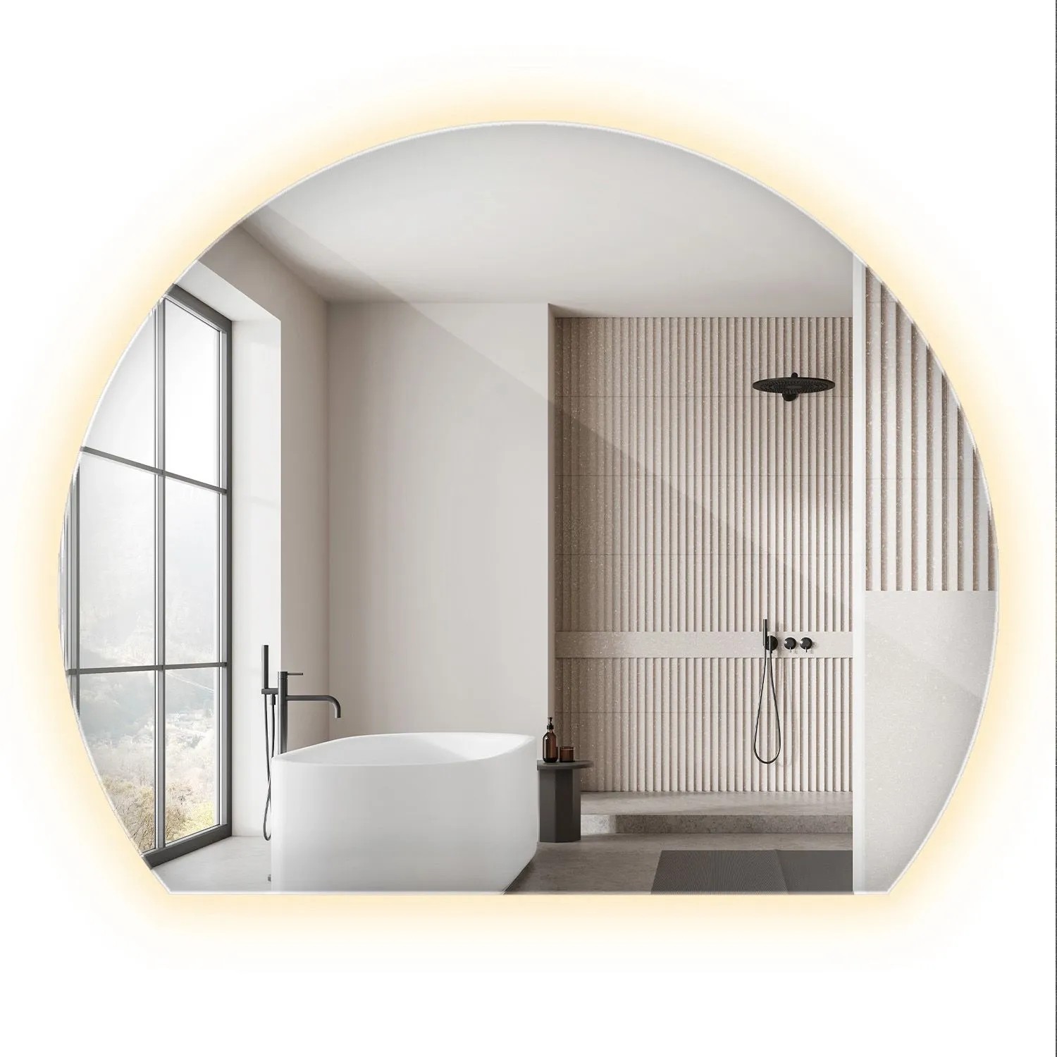 Wallfluent Beleuchteter Spiegel 70x80 cm Mit Gerader Kante Und Warmweiß 3000K LED Licht Für Bad Und Schlafzimmer