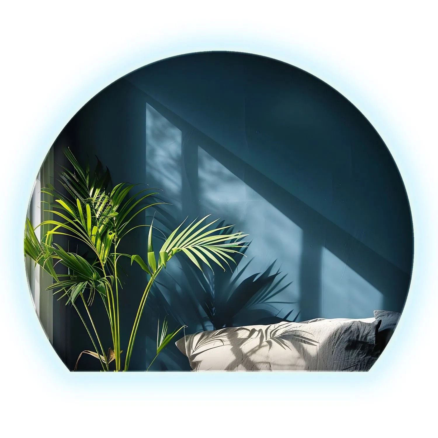 Wallfluent Moderner Lichtspiegel 74x90 cm In Abgeflachter Kreisform Mit Kaltweiß 6500K Für Badezimmer Und Ankleidezimmer