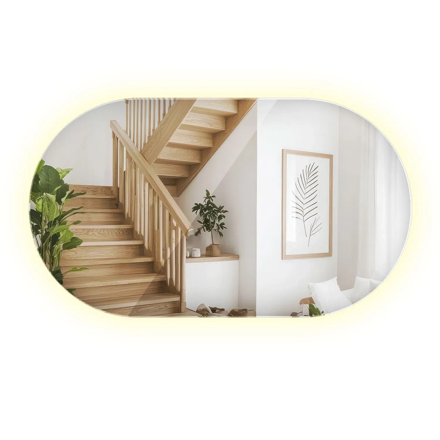 Wallfluent Spiegel Beleuchtet 46x80 cm In Ovaler Form Mit Neutralweiß 4000K Für Bad Und Ankleidezimmer
