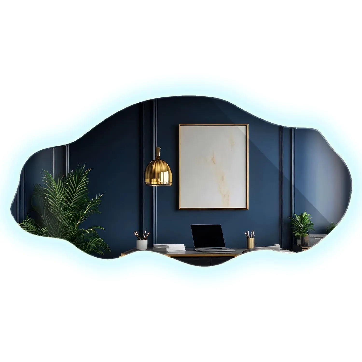 Wallfluent Beleuchteter Spiegel 50x100 cm Organische Form Mit Kaltweiß 6500K Licht Für Badezimmer Und Ankleidezimmer