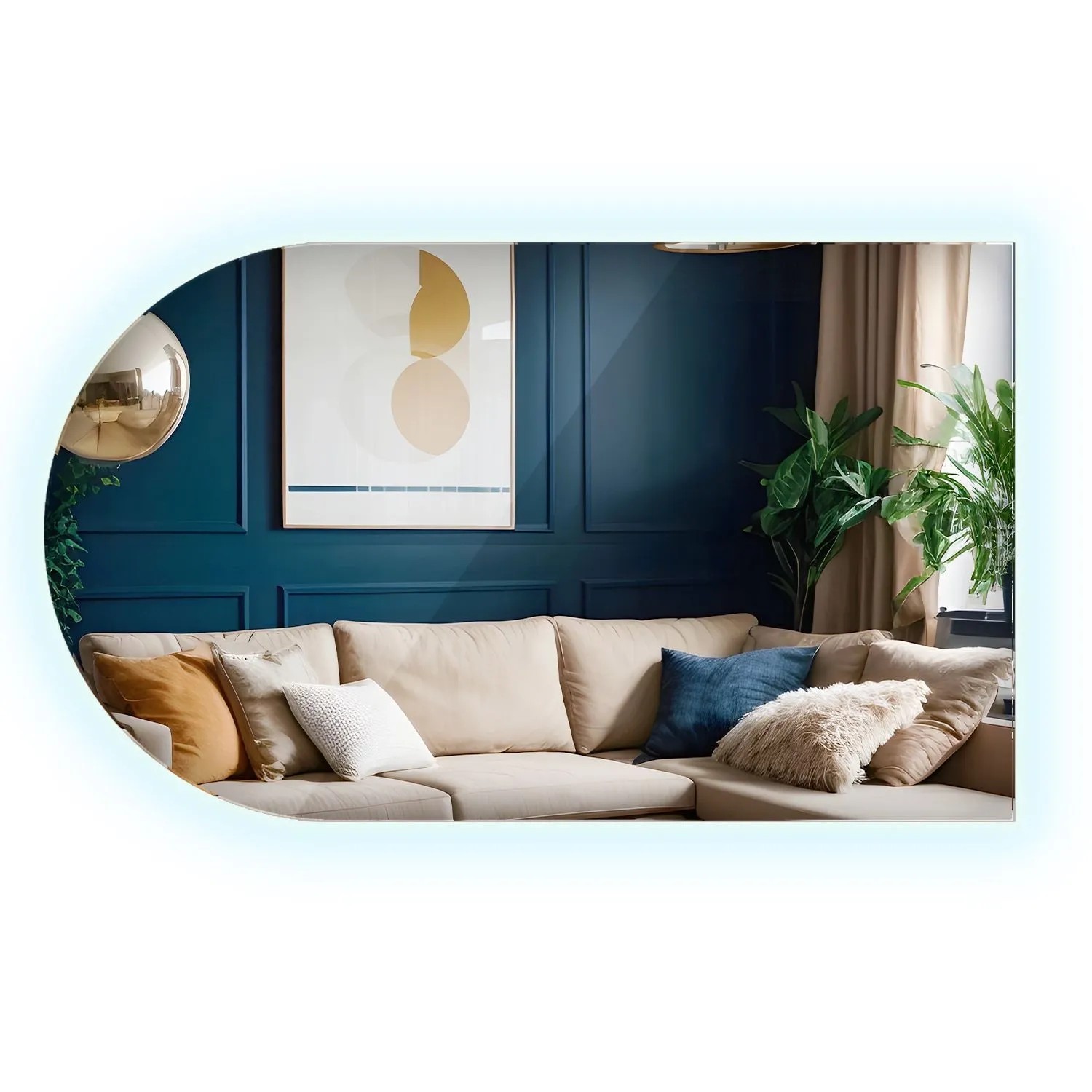 Wallfluent Ovaler LED Spiegel 40x70 cm Mit Kaltweiß 6500K Beleuchtung Für Badezimmer Und Flur